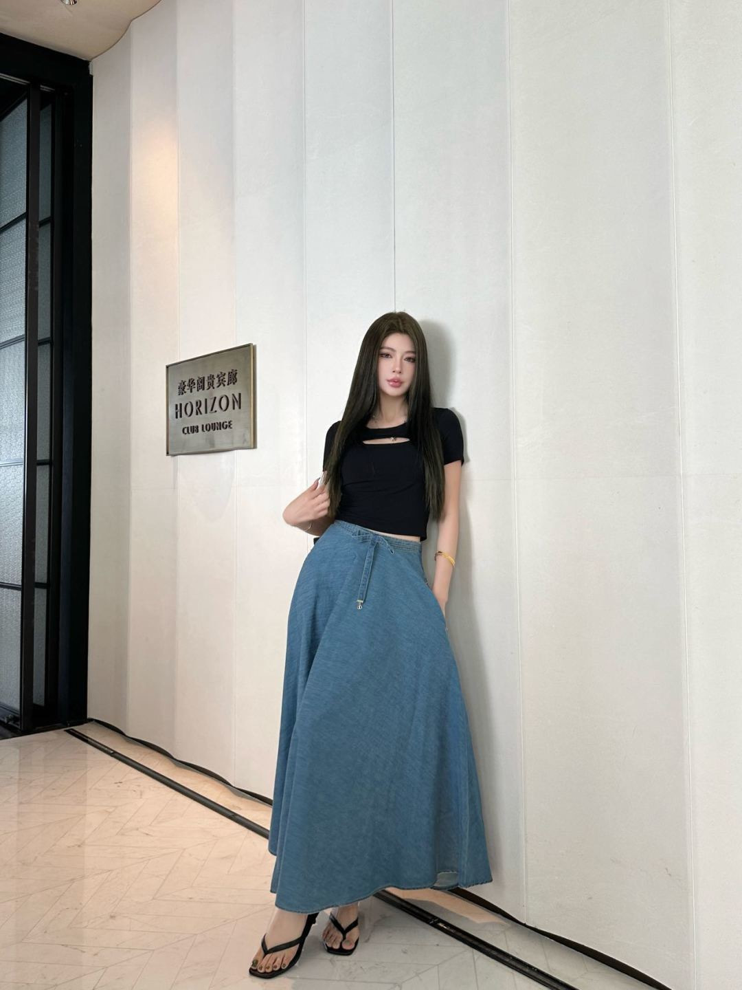 CD 26ss pleated denim skirt