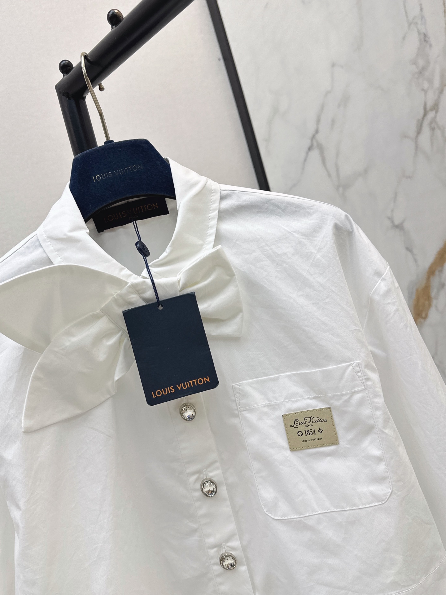 Loui 26ss bow cropped shirt