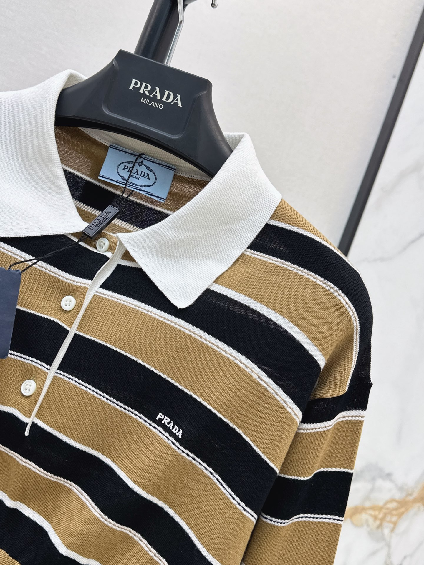 Pra 26ss stripe cropped knitwear