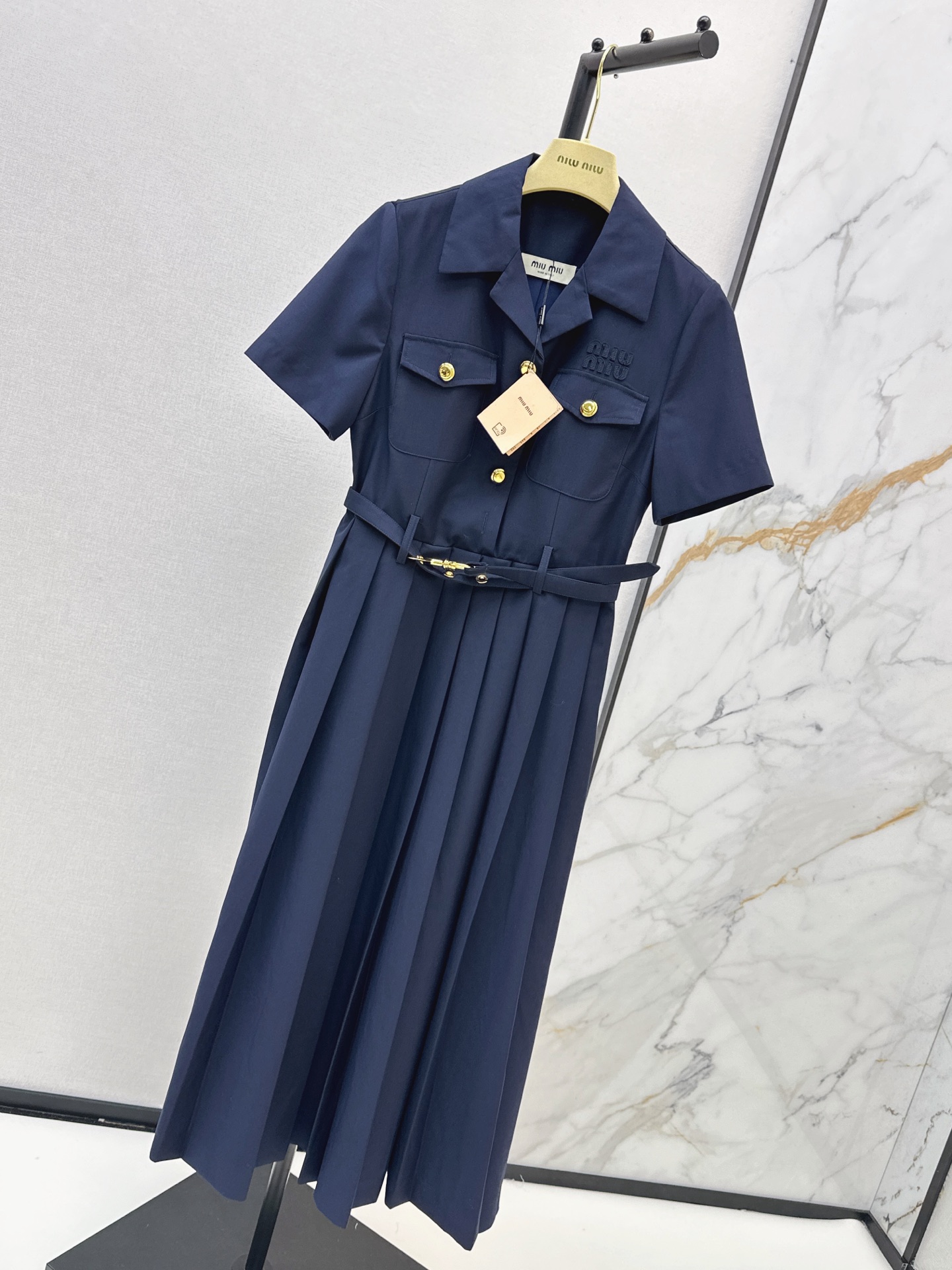 Miu 26ss pleated shirt dress