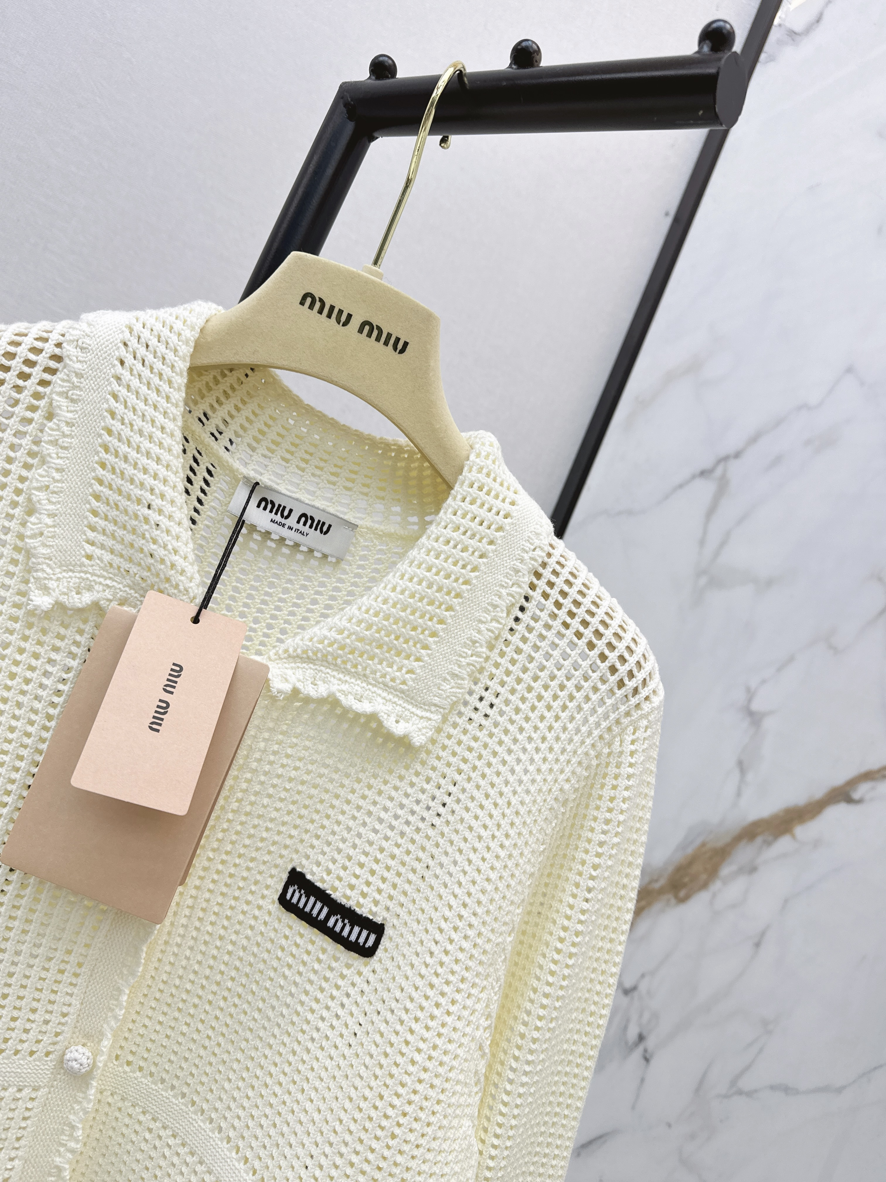 Miu 26ss hollow knit cardigan