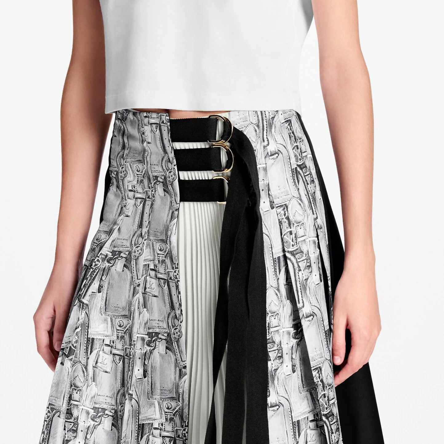 Louis 26ss print pleated skirts