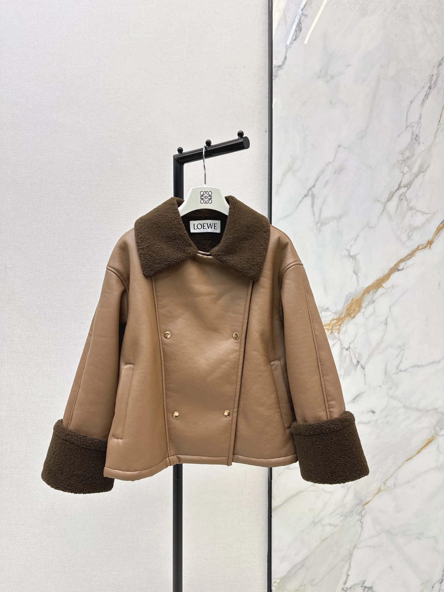 Loe 25fw lamb fleece biker