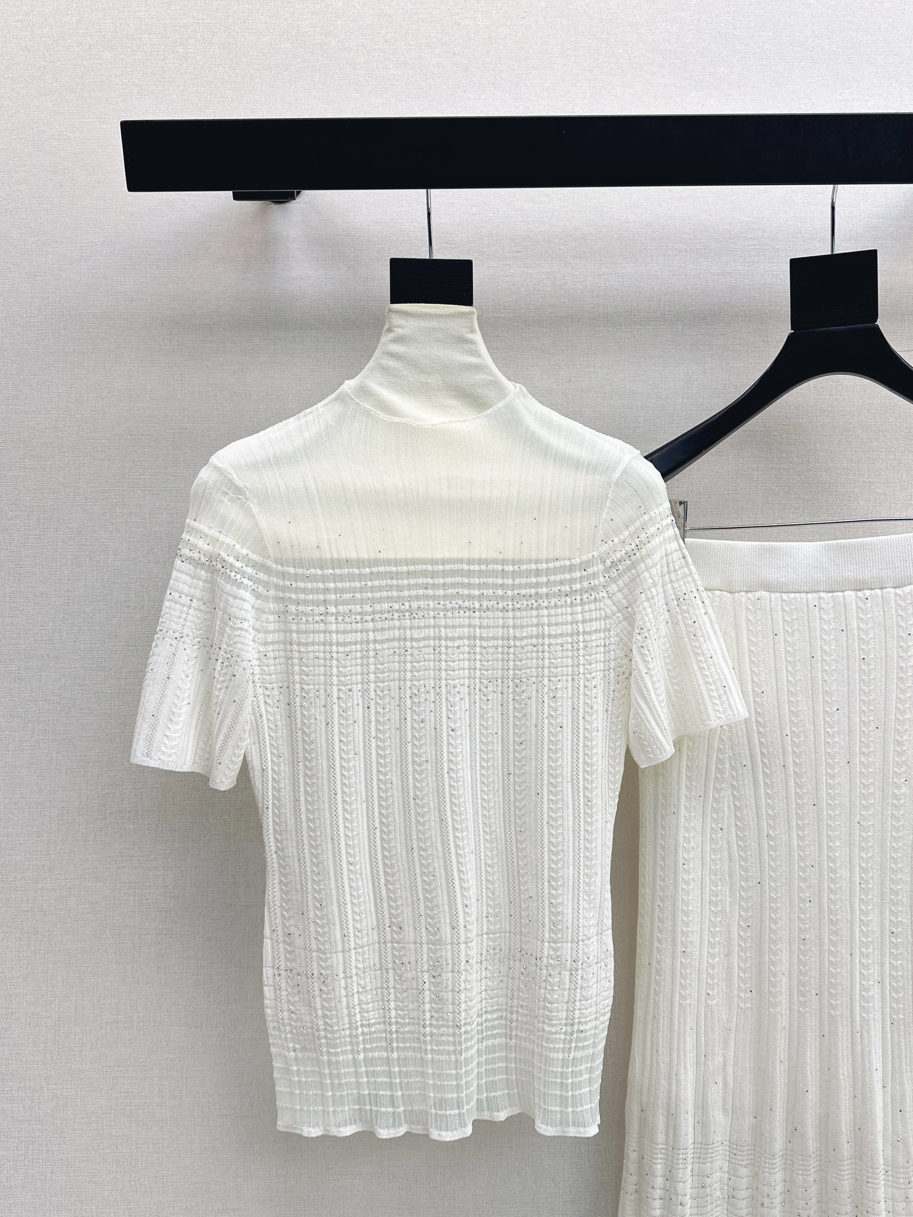 Chan 26ss omber knit top skirt set