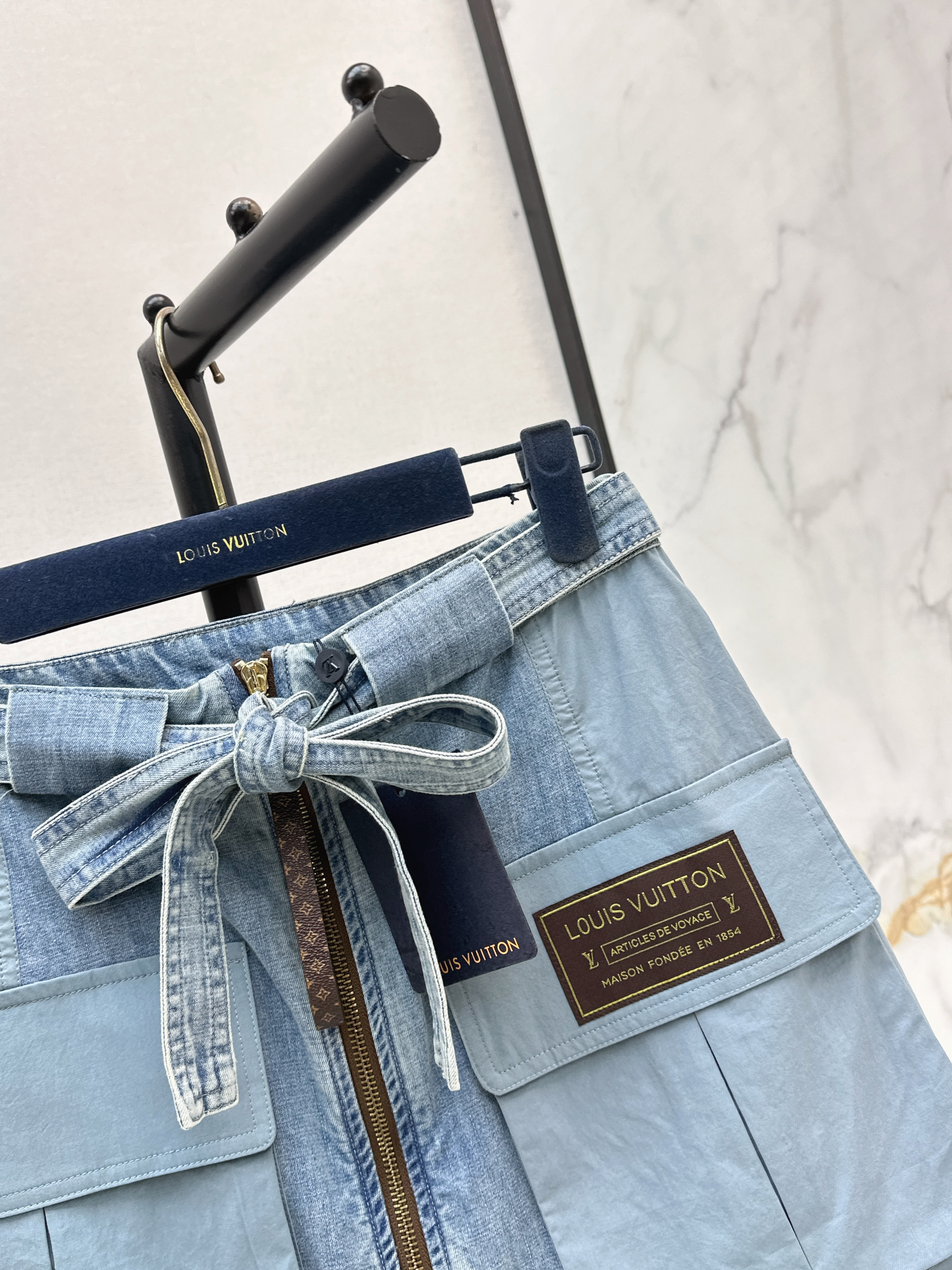 Louis 26SS Washed Utility Denim Skirt