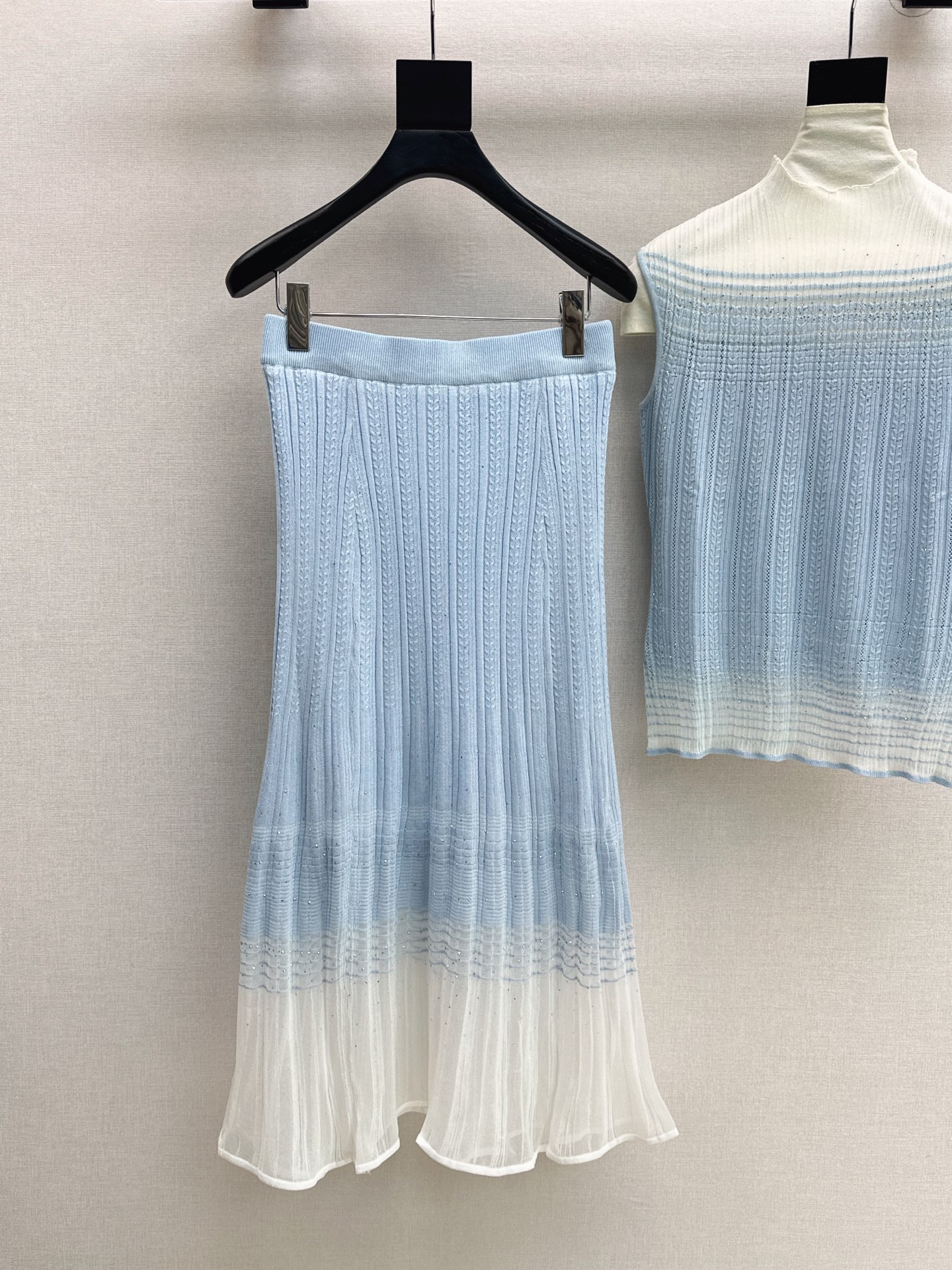 Chan 26ss sleeveless knit vest skirt set