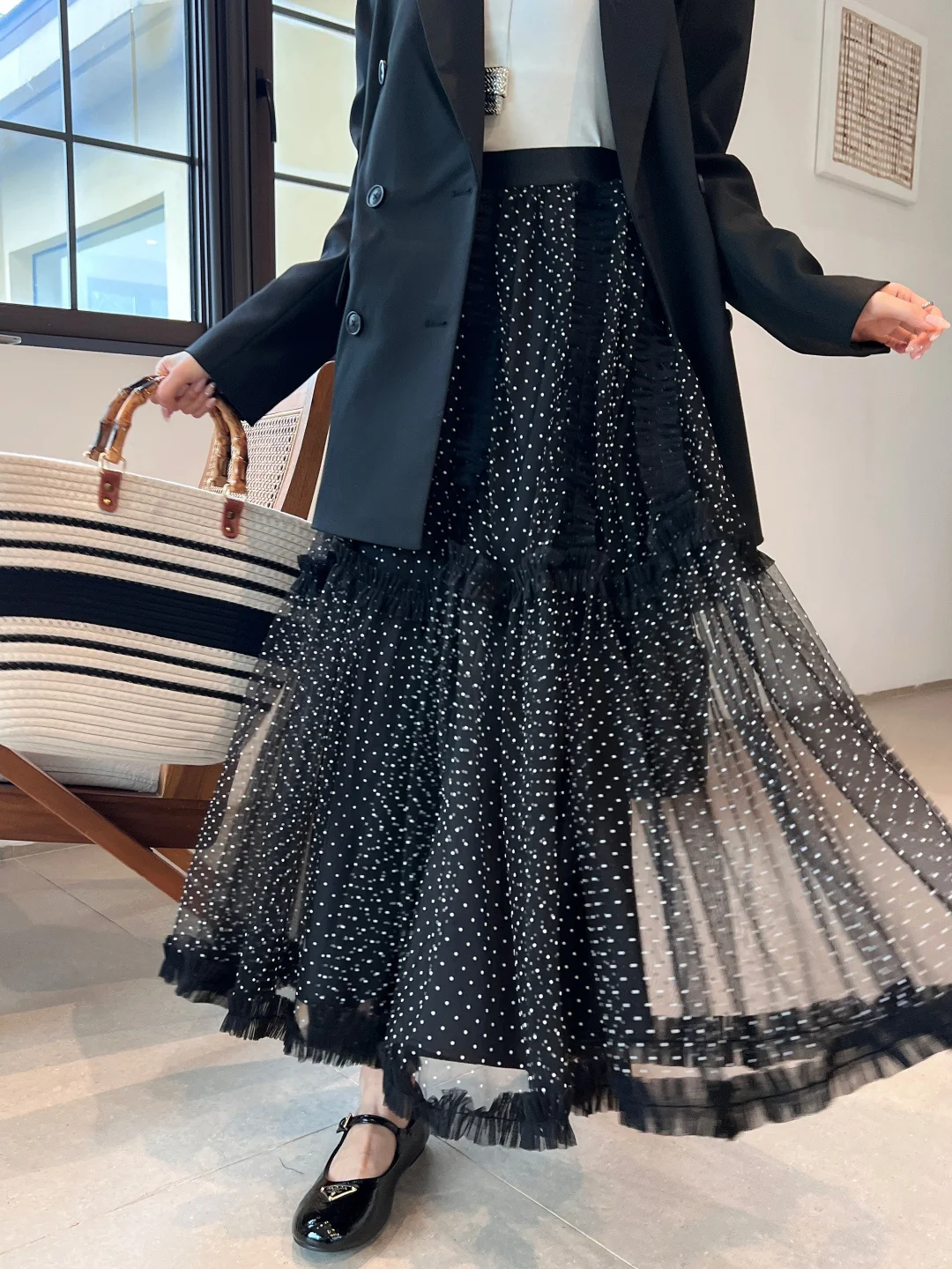 CD 26ss polka dot mesh skirts