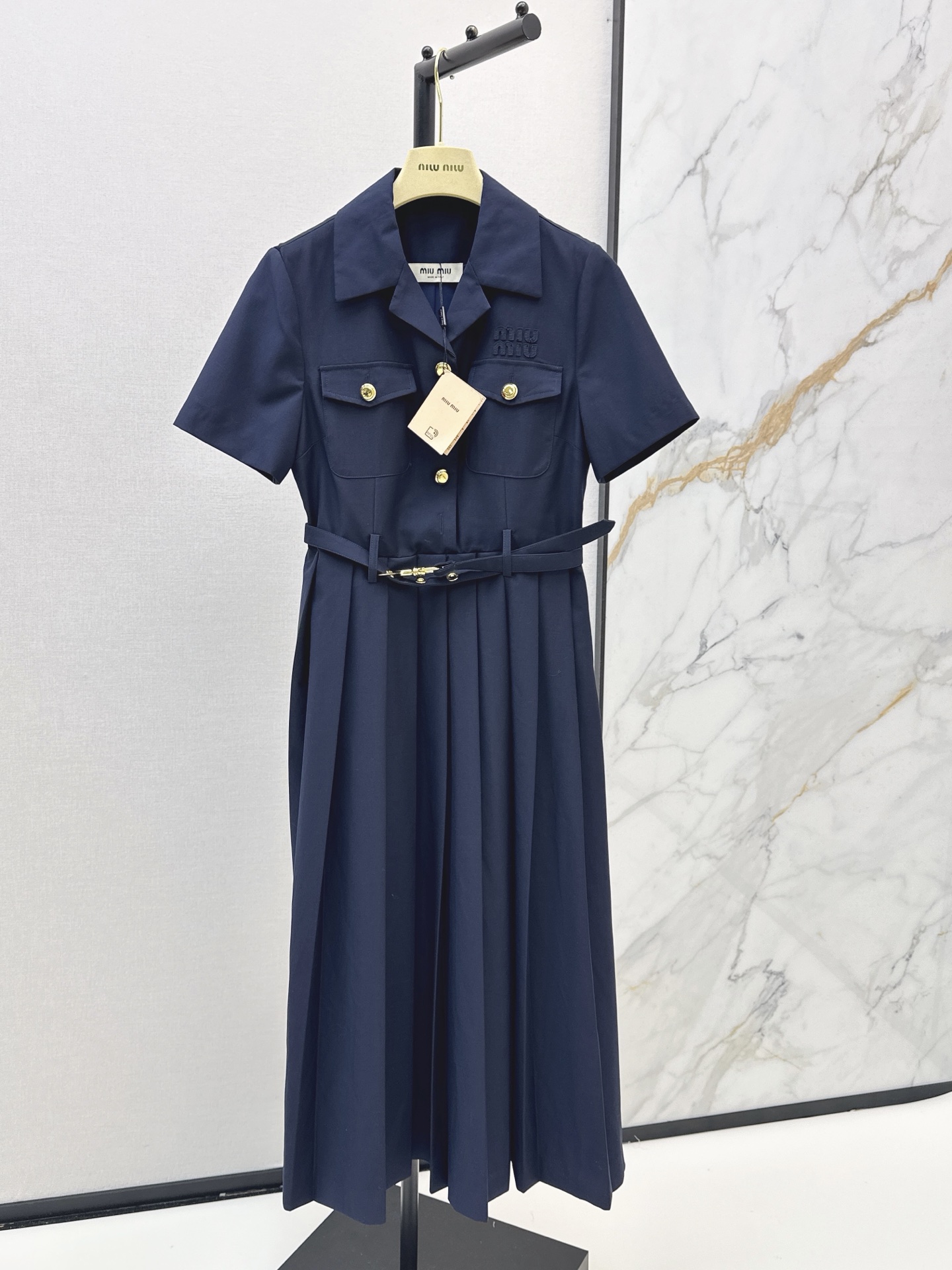 Miu 26ss pleated shirt dress
