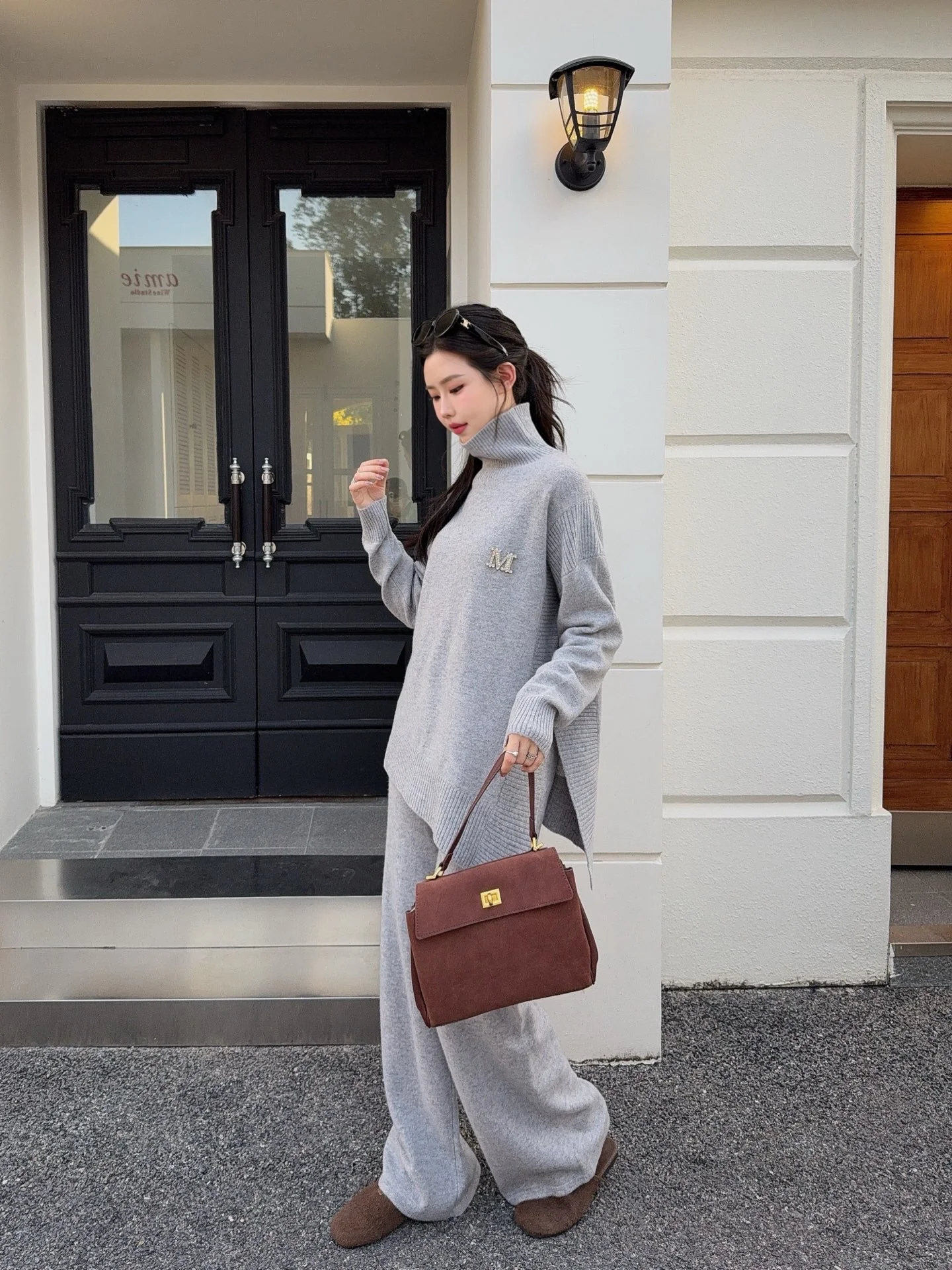 Max 25fw knit high neck sweater+pants outfit sets