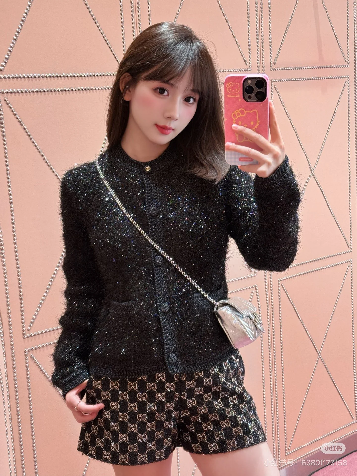 Gucc 26ss metallic cardigan
