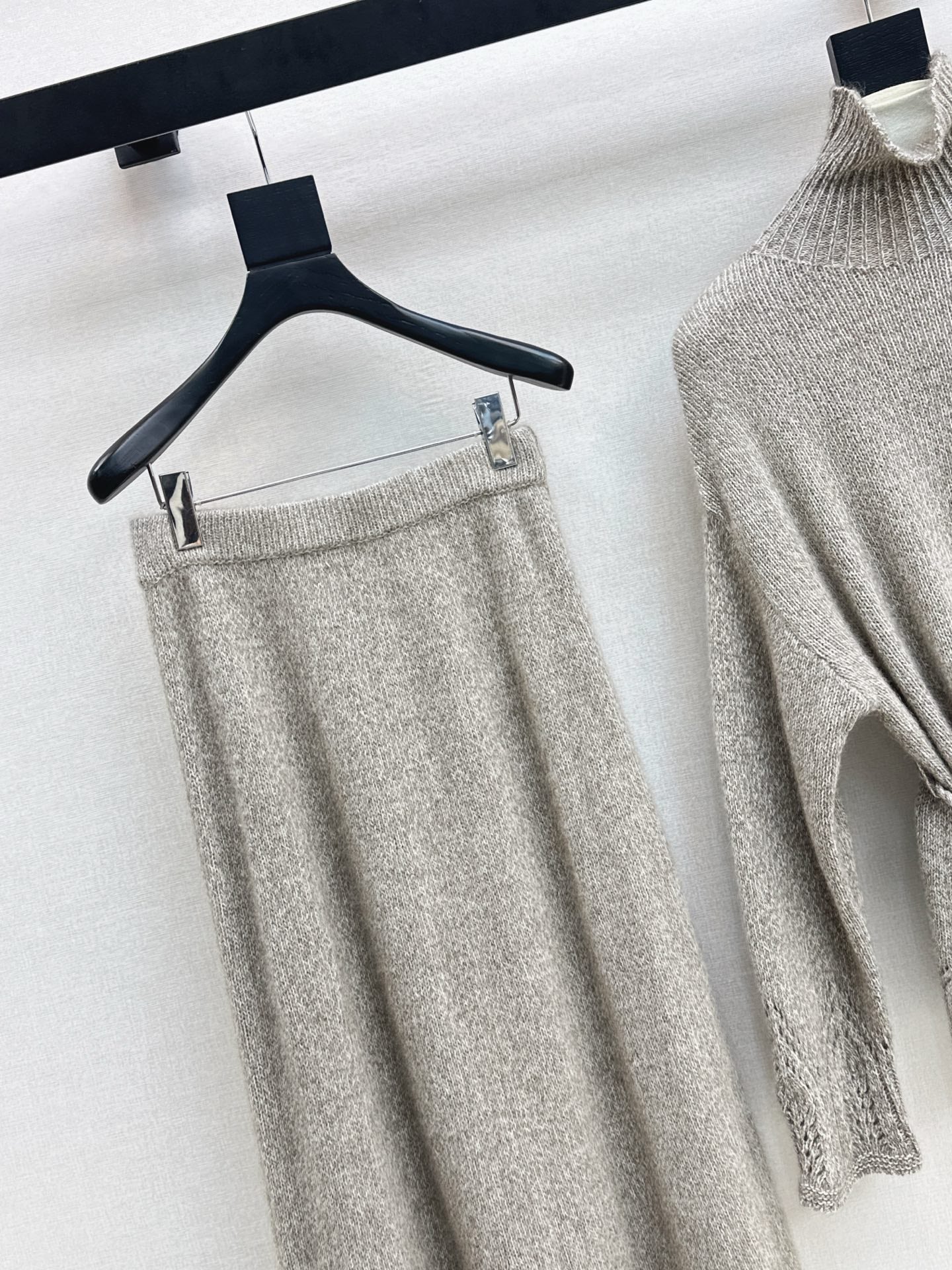 Brun 25fw knit high neck sweater+skirts outfit set