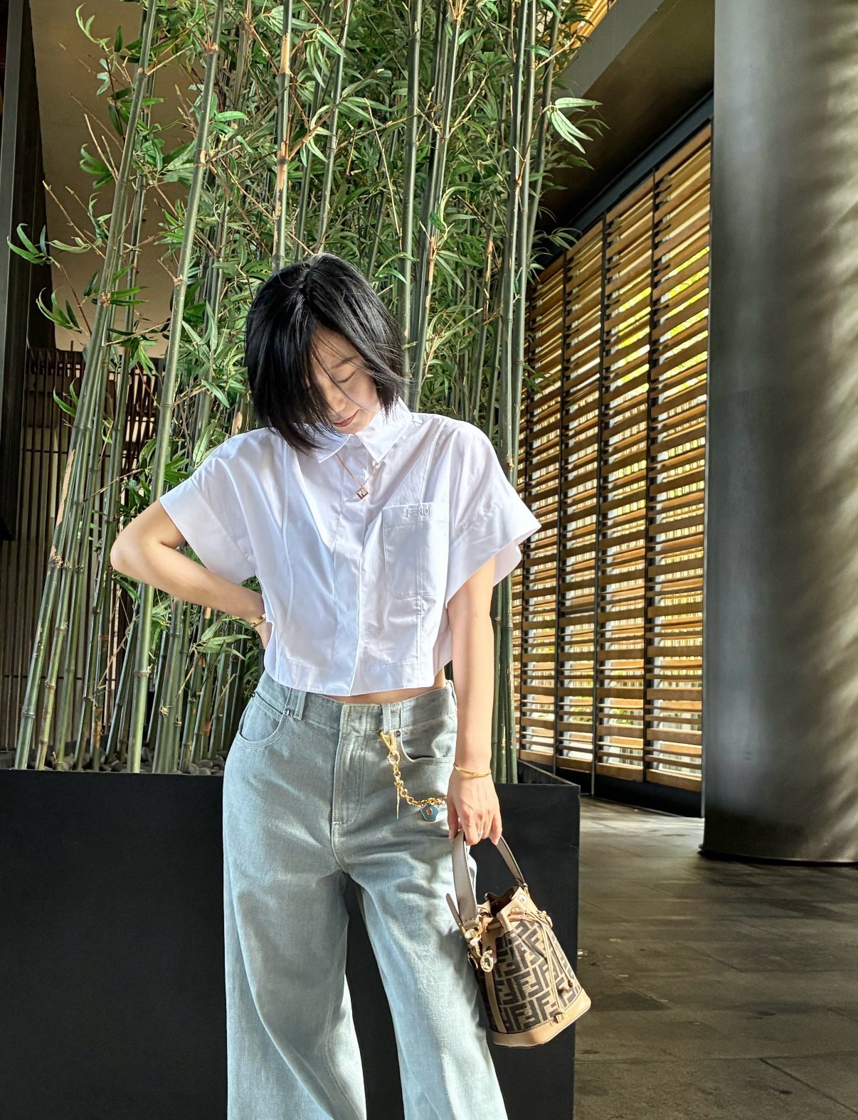 Fen 26ss cropped shirt