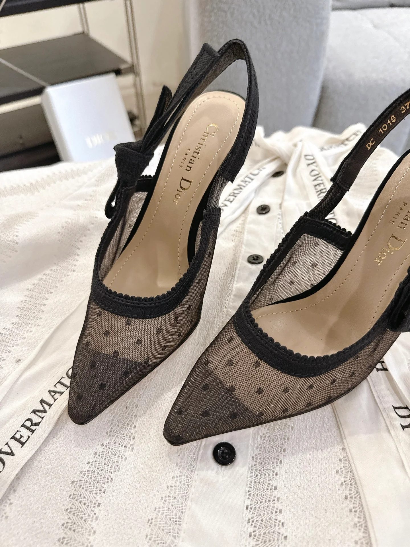 CD 25fw mesh slingback heels