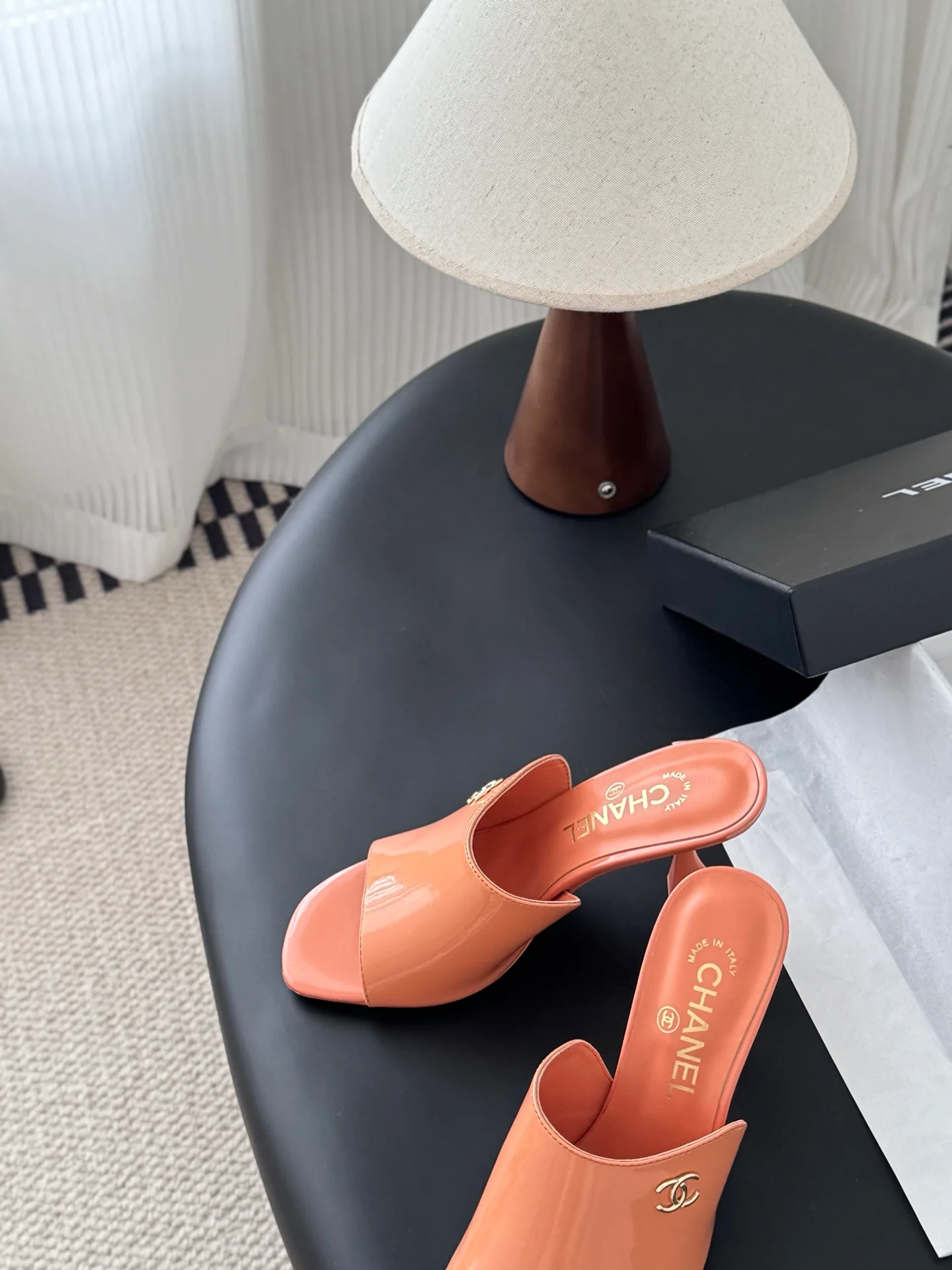 Chan 25fw high heeled slides sandals