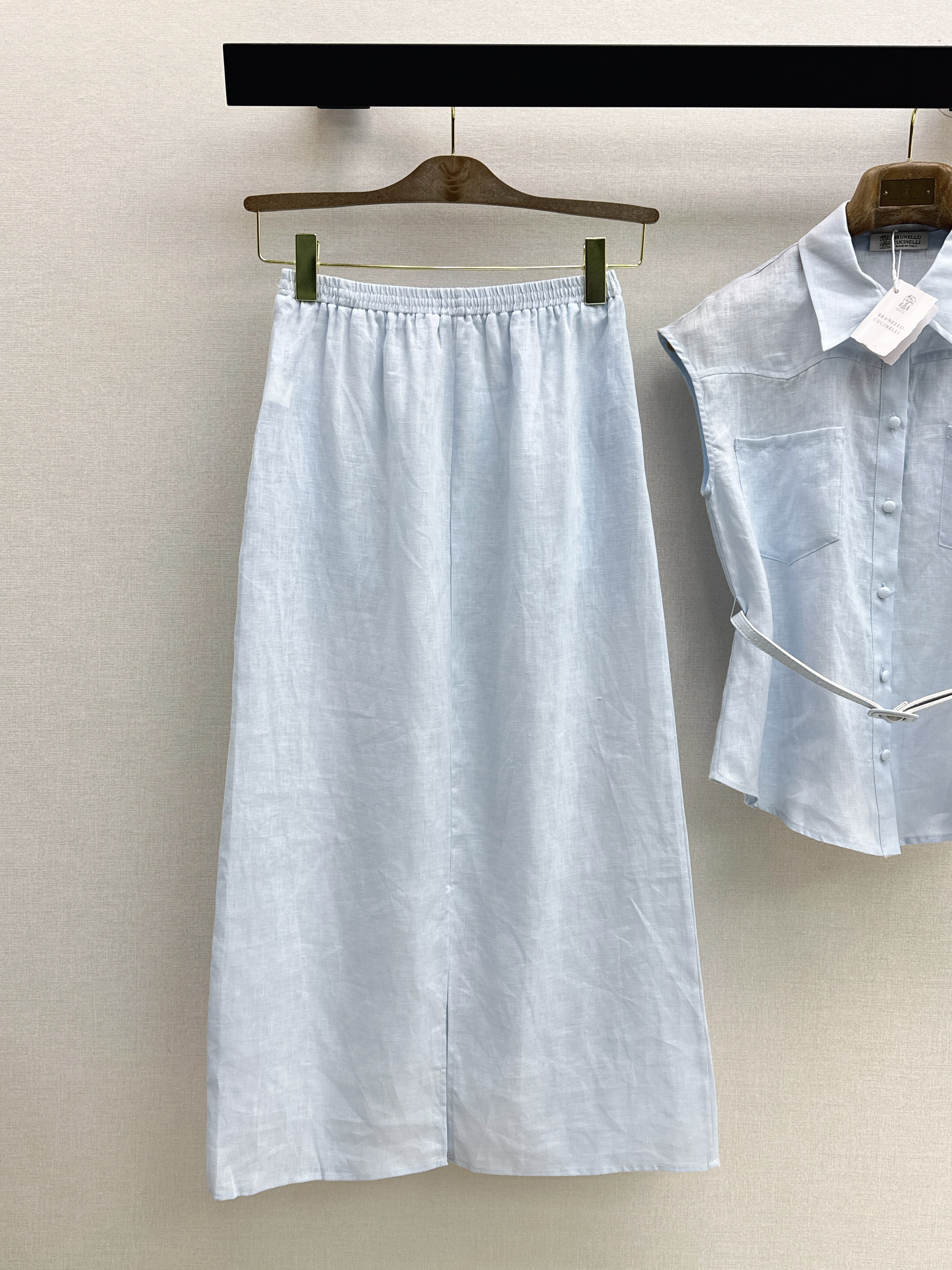 Brun 26ss sleeveless shirt skirt set
