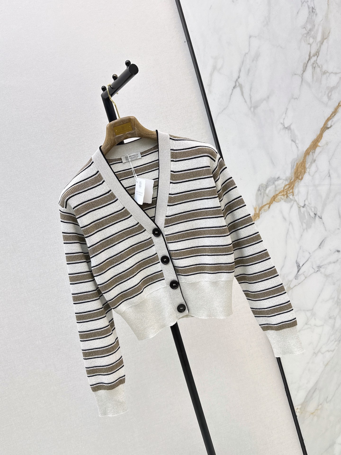Brun 26ss stripe knit cardigan