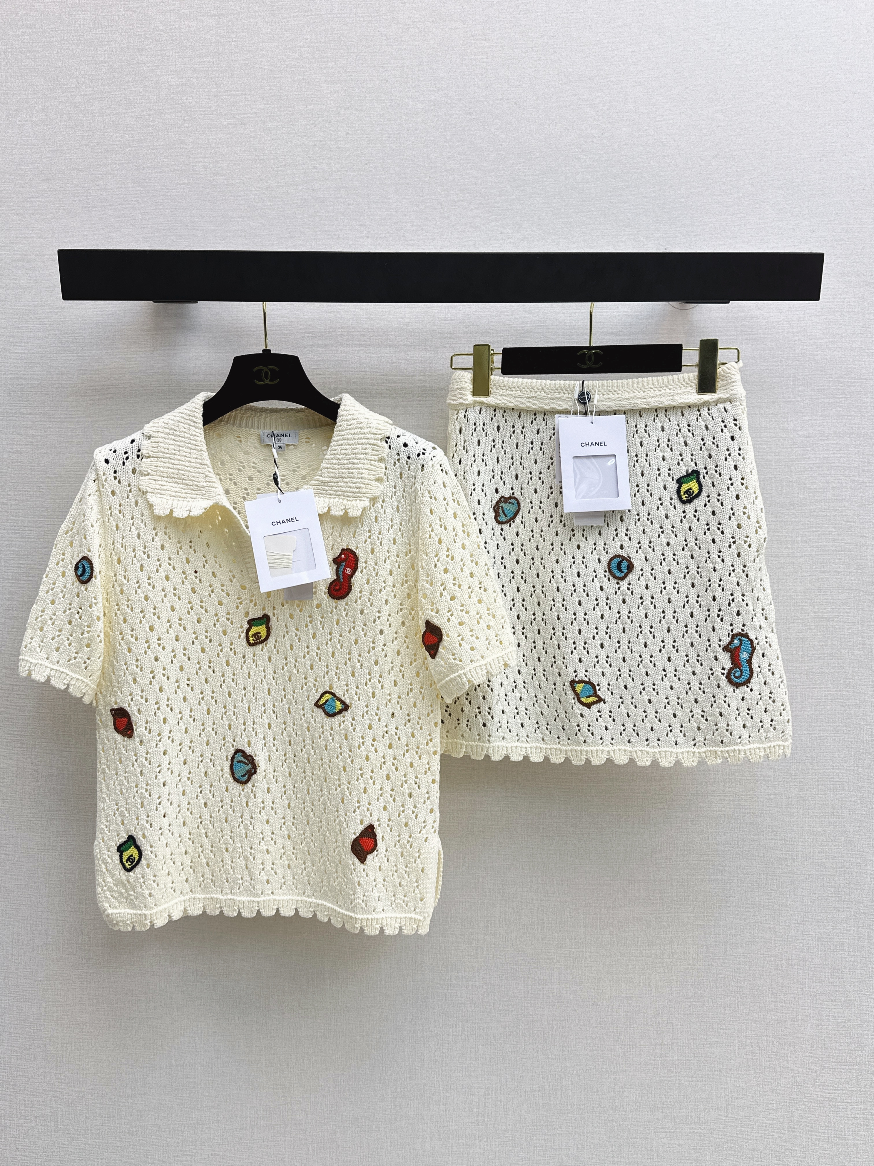 Chan 26SS Crochet Knit Mini Skirt