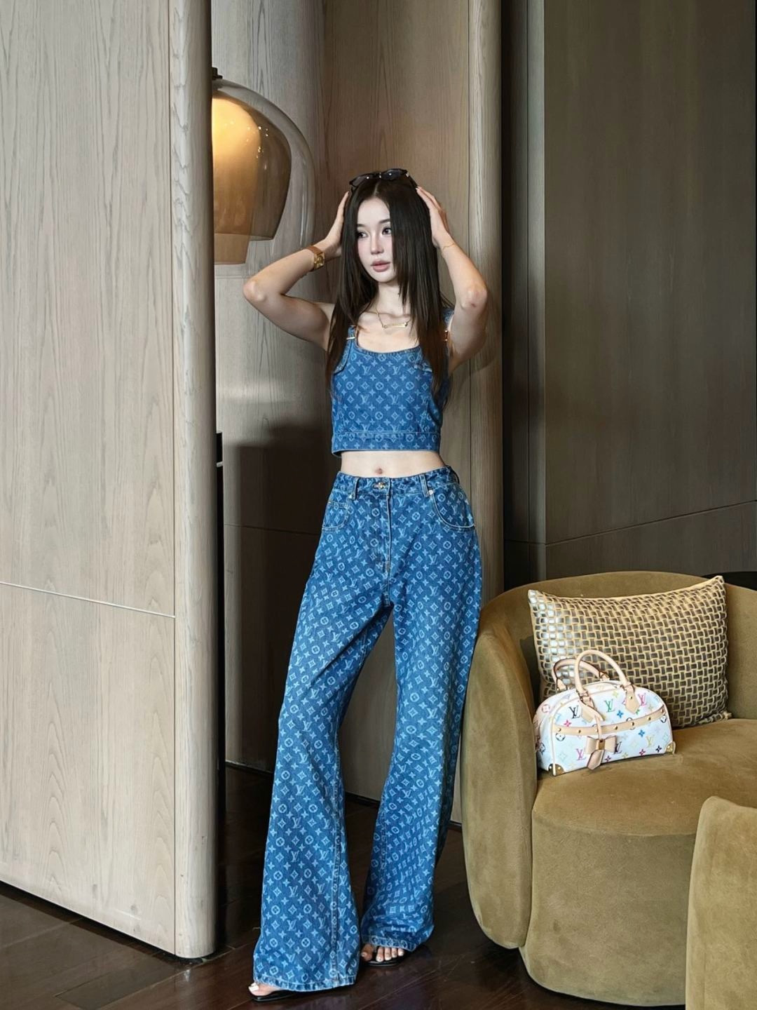 Loui 26ss denim tube top vest