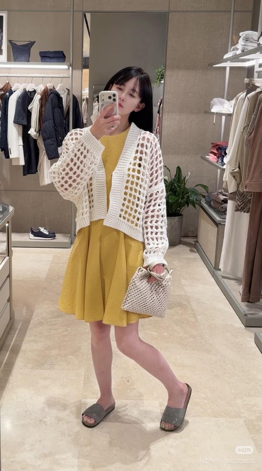 Brun 26ss hollow knit cardigan