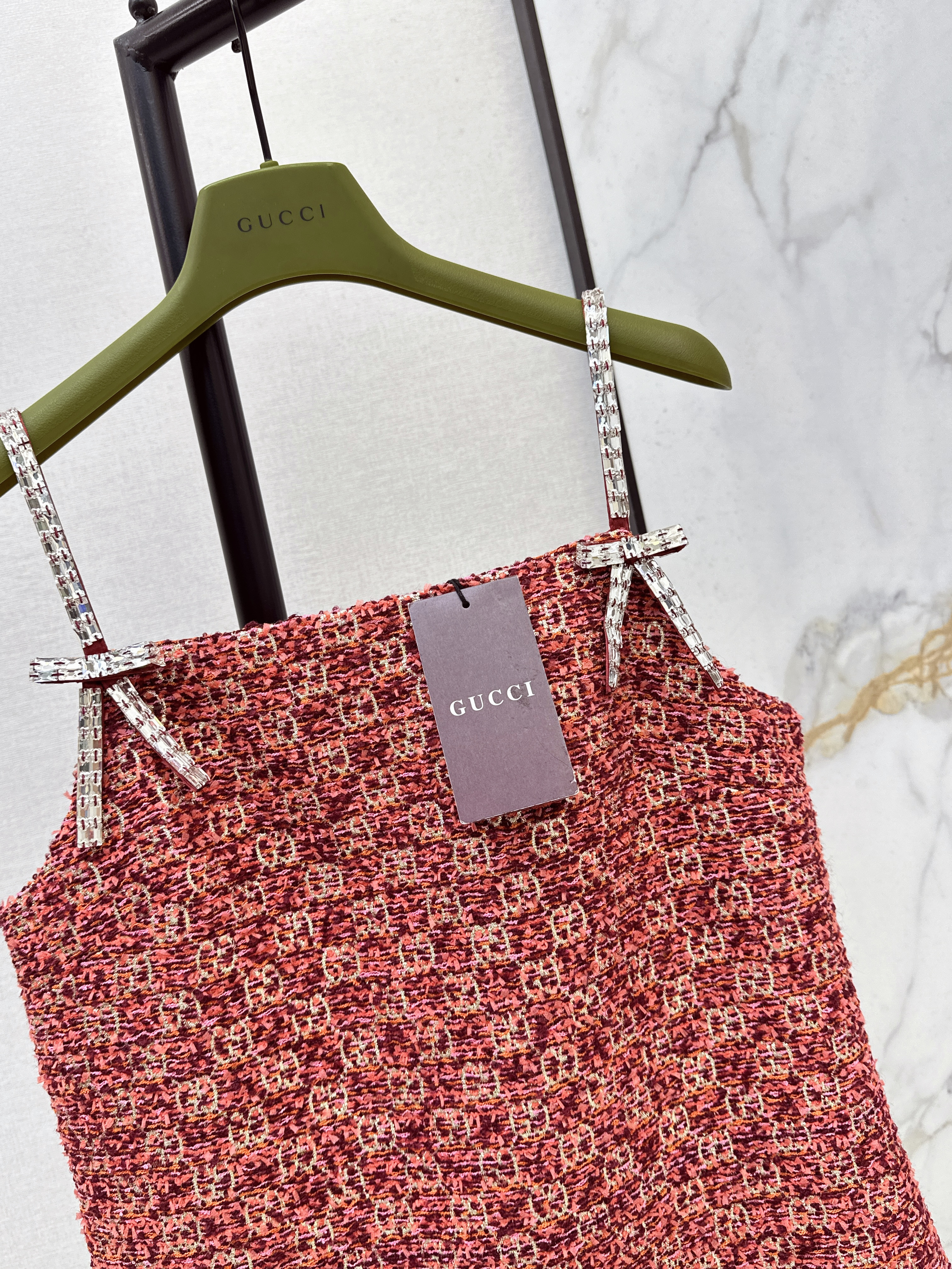 Guc 26ss jacquard slip dress