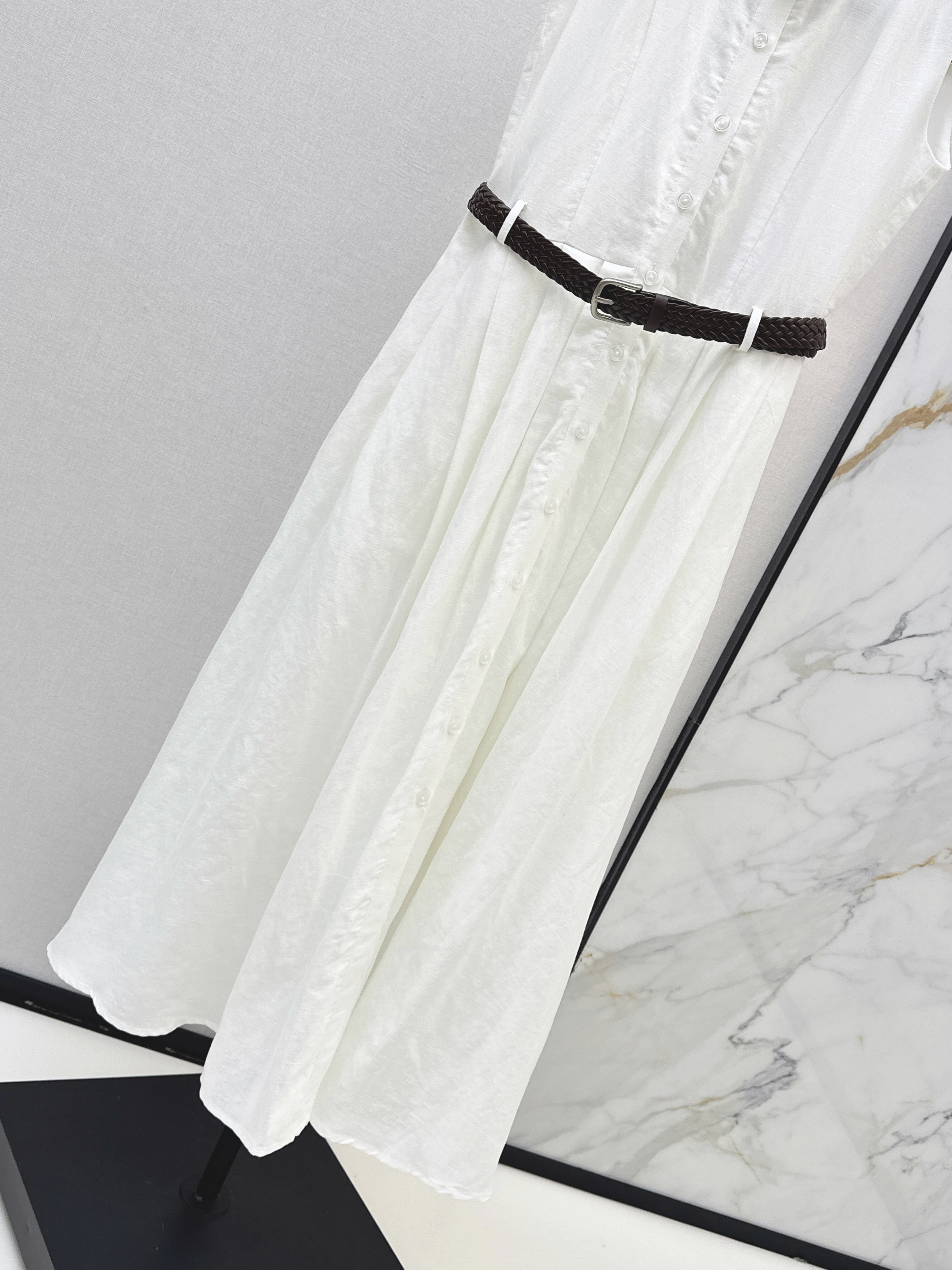 Brunello 26SS Sleeveless Belted Shirt Dress