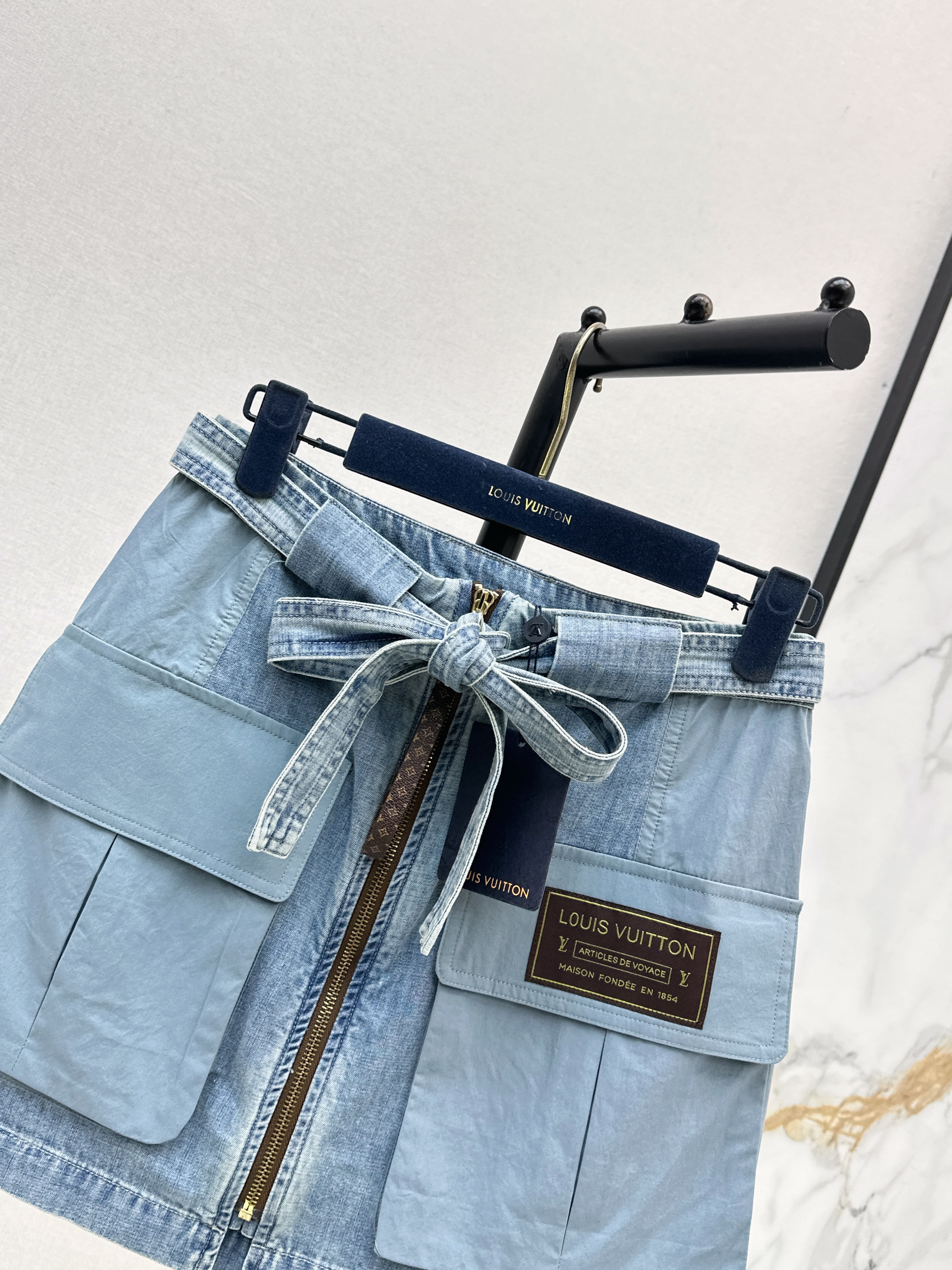 Louis 26SS Washed Utility Denim Skirt