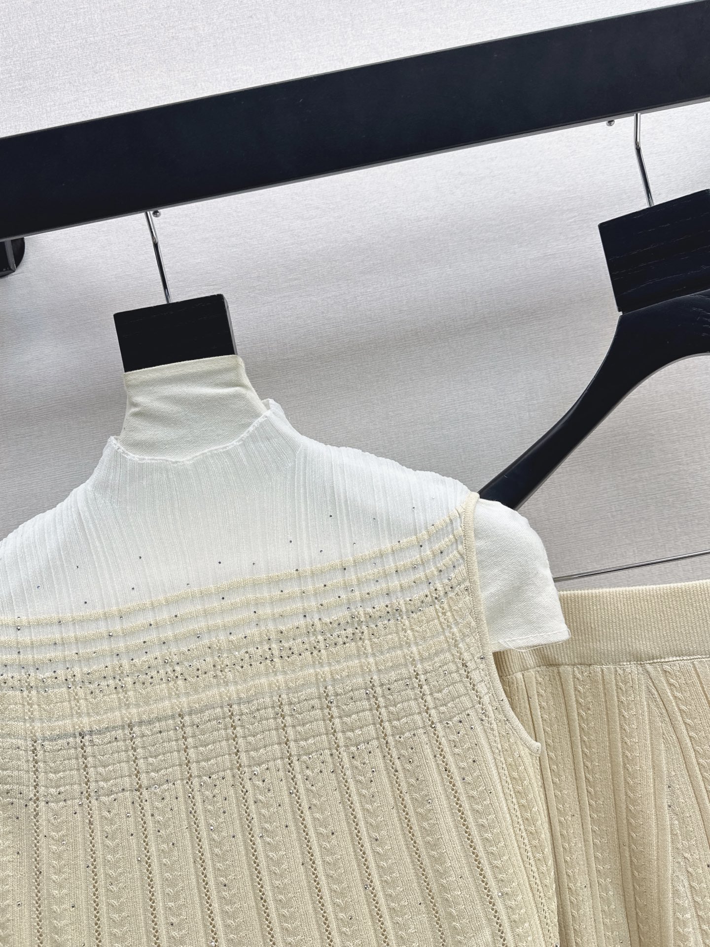 Chan 26ss sleeveless knit vest skirt set