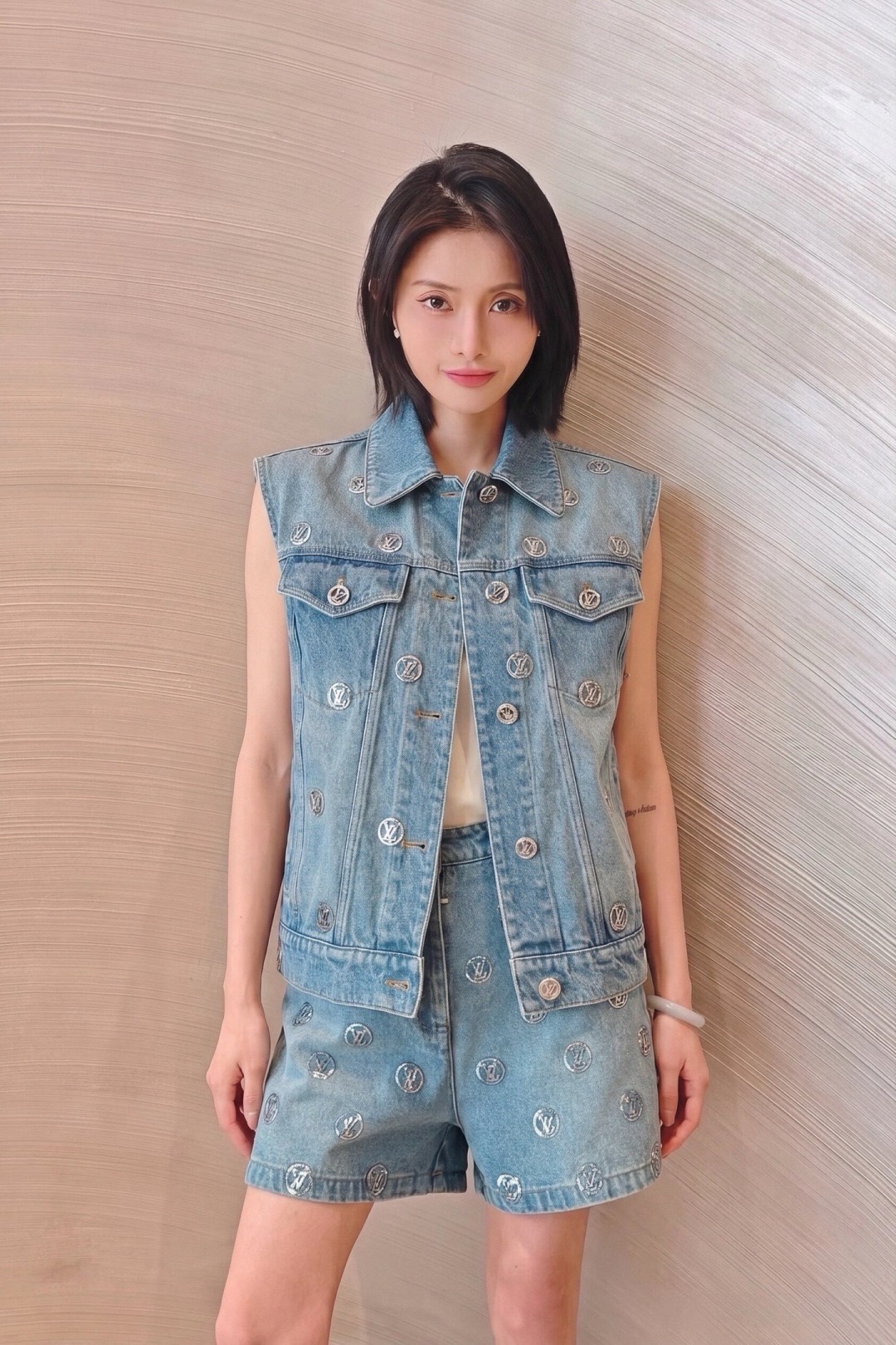 Loui 26ss sequin denim vest
