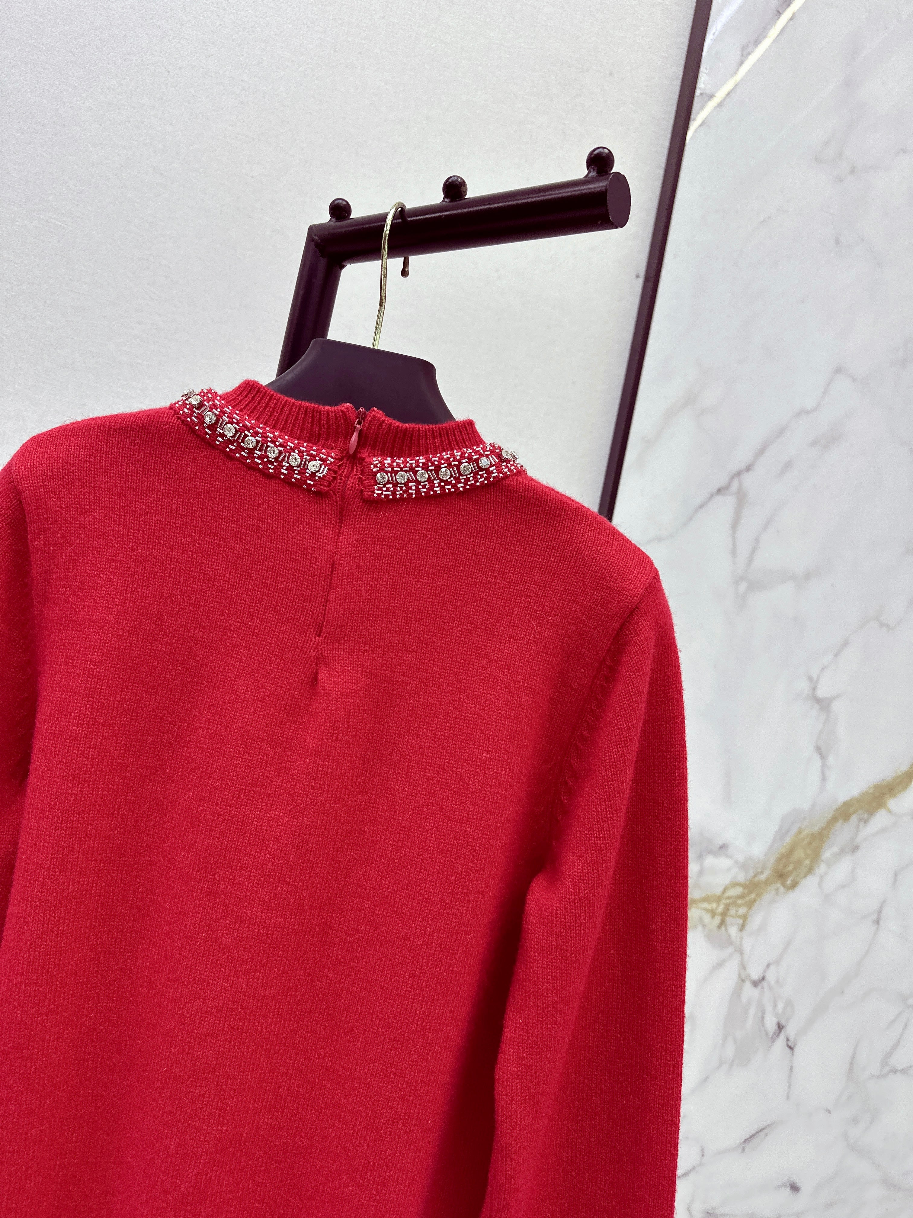 Valen 26ss bow rhinestone sweater