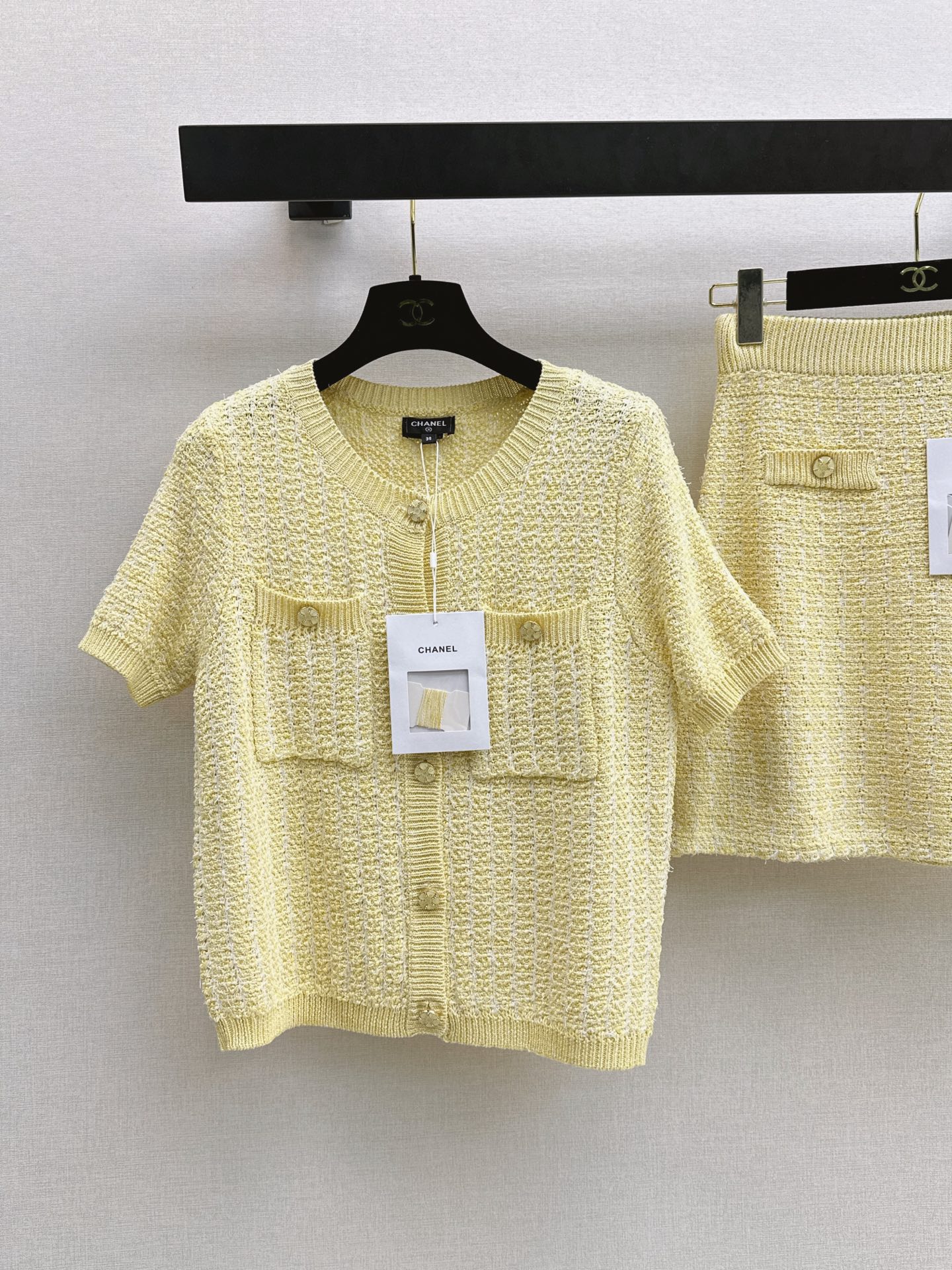 Chan 26ss knit cardigan skirt sets