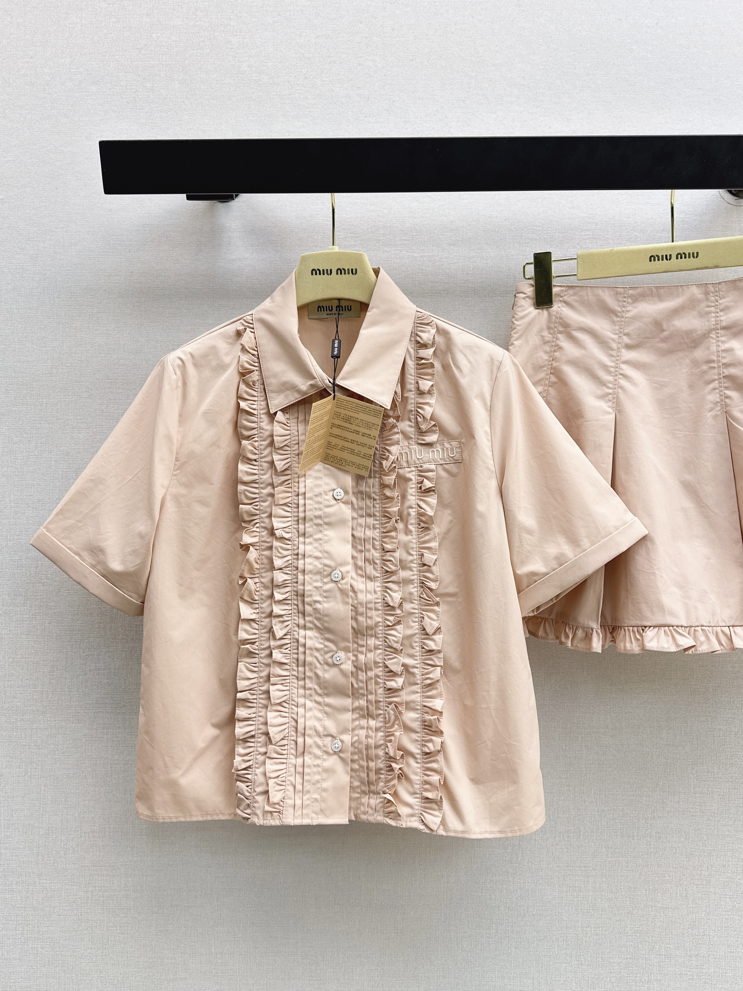 Miu 26ss ruffle shirt skirt sets