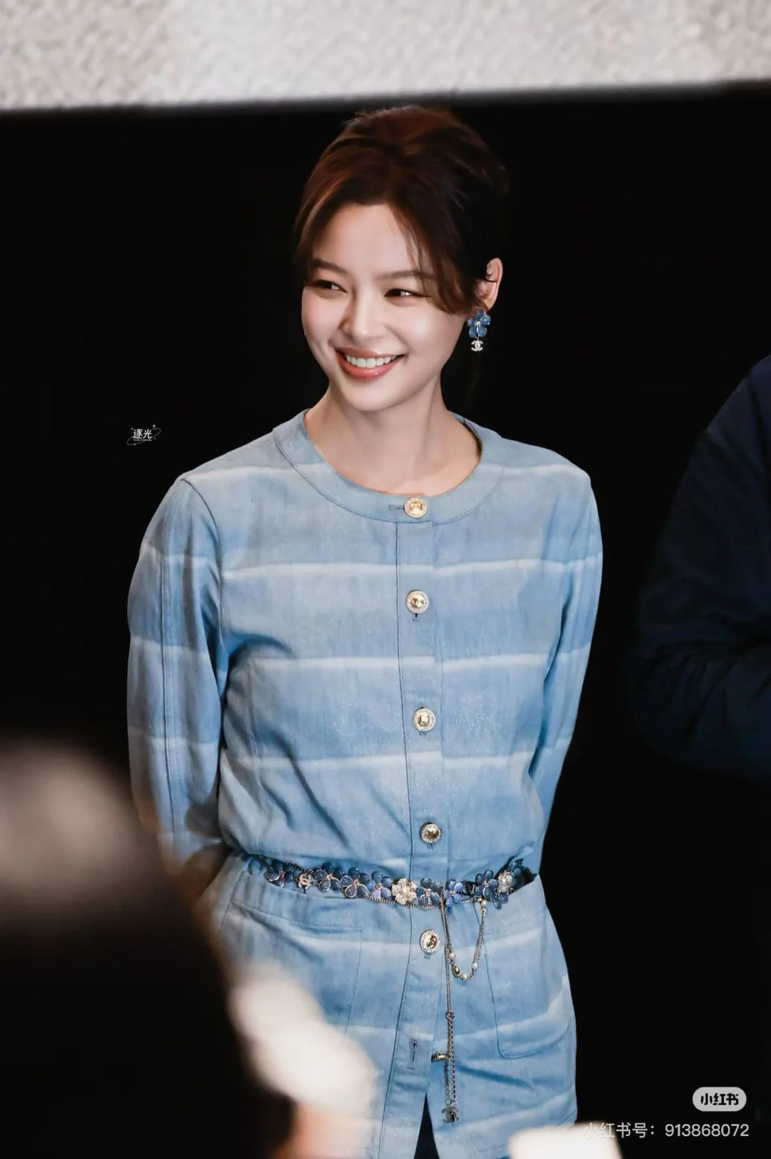 Chan 26ss laser-washed striped denim jacket