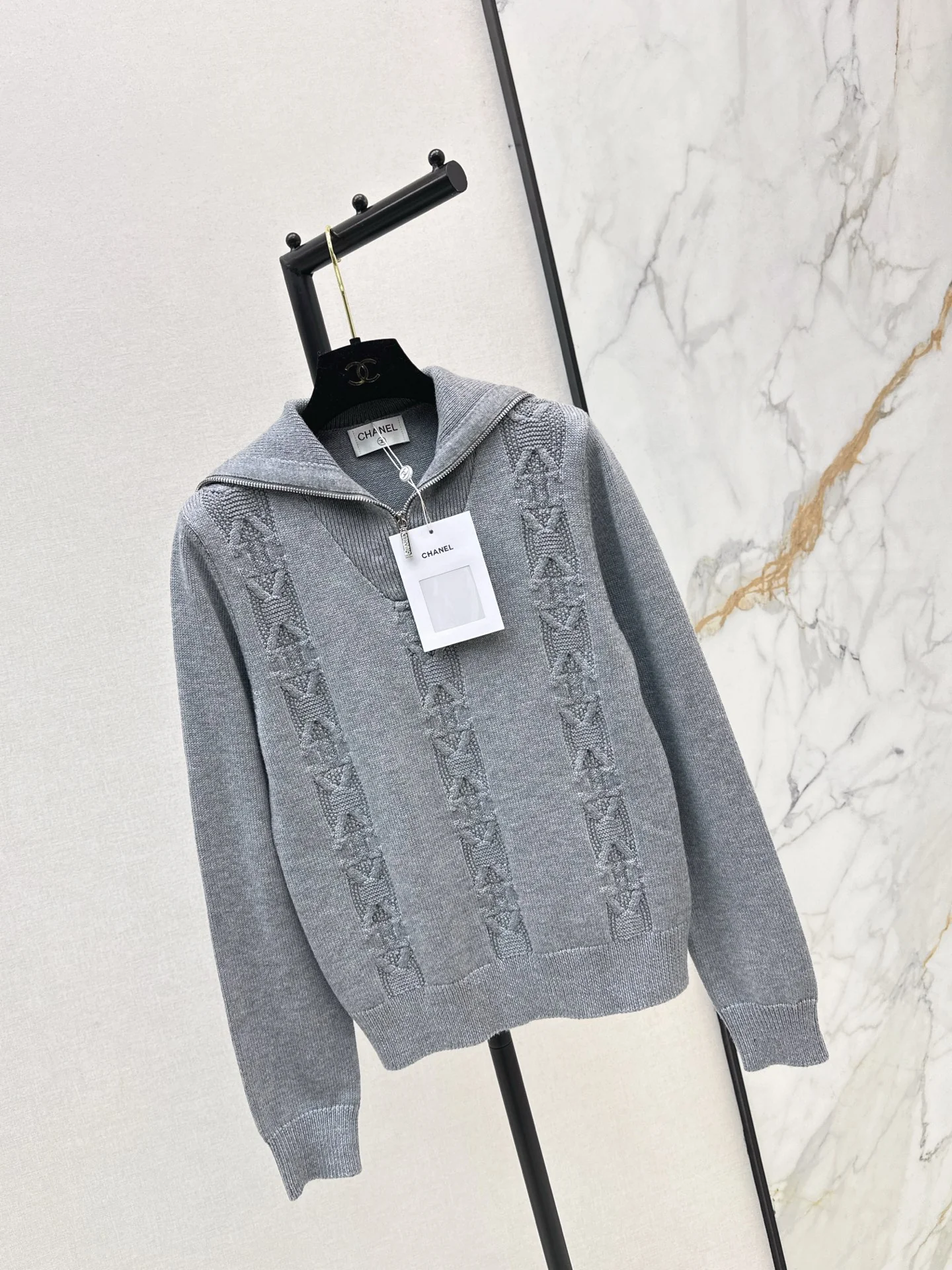 Chan 25fw zip knit jumper