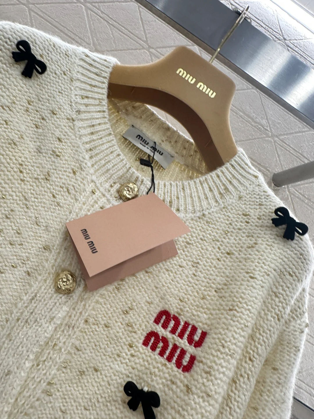 Miu 26ss 3d bow cardigan