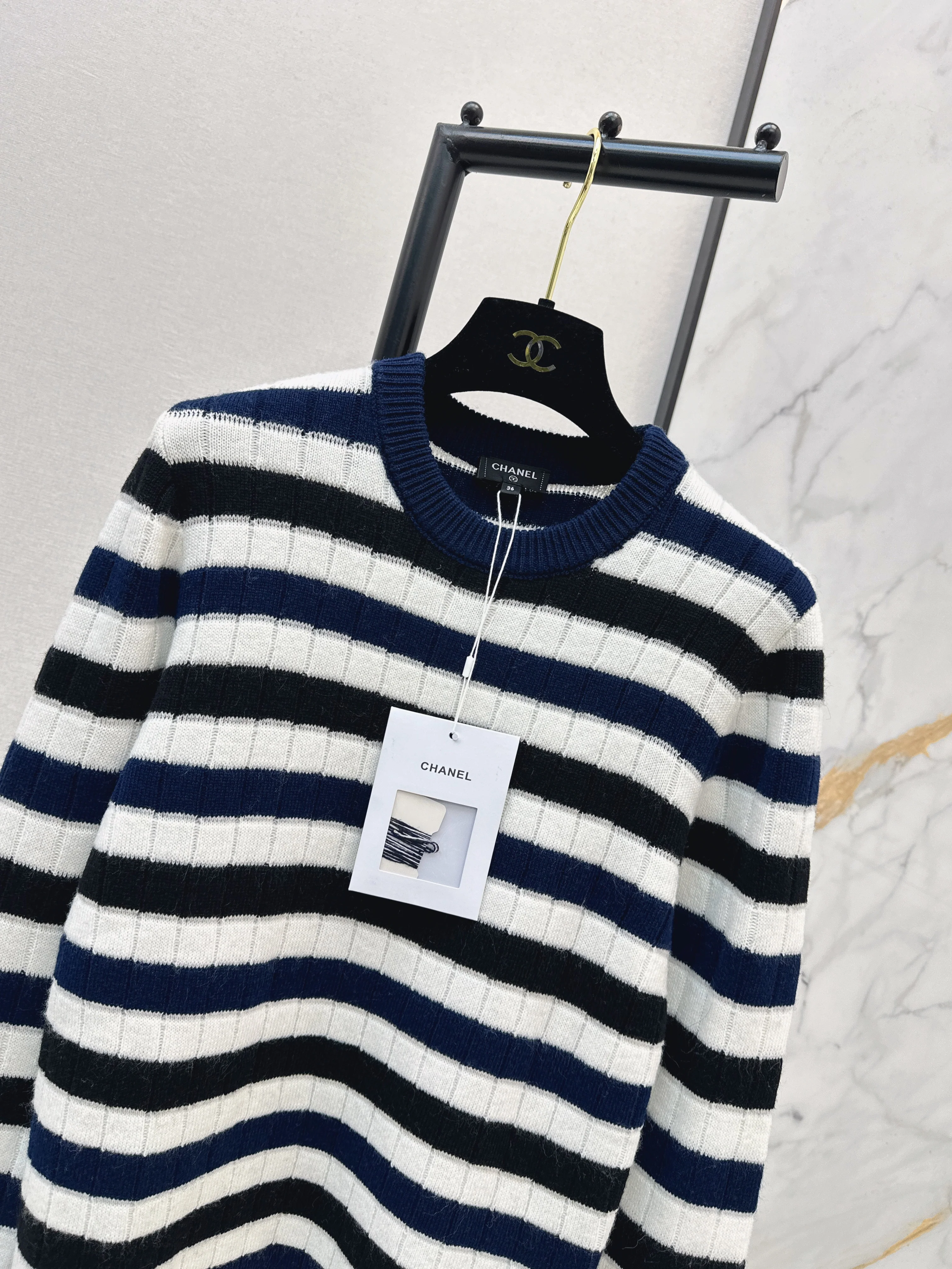 Chan 26ss stripe knitted cardigan