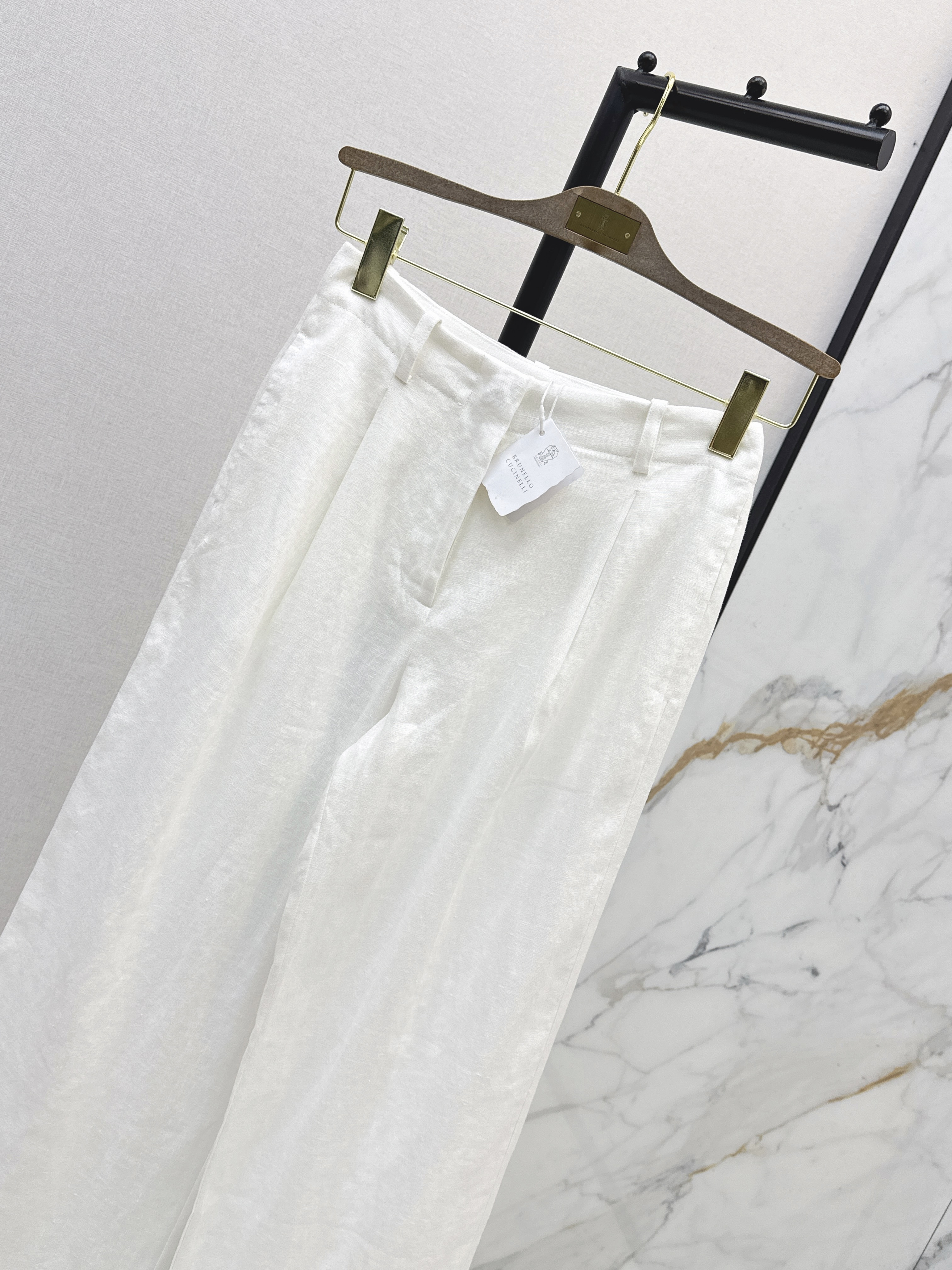 Brunello 26SS High-Waisted Pleated Wide-Leg Pants