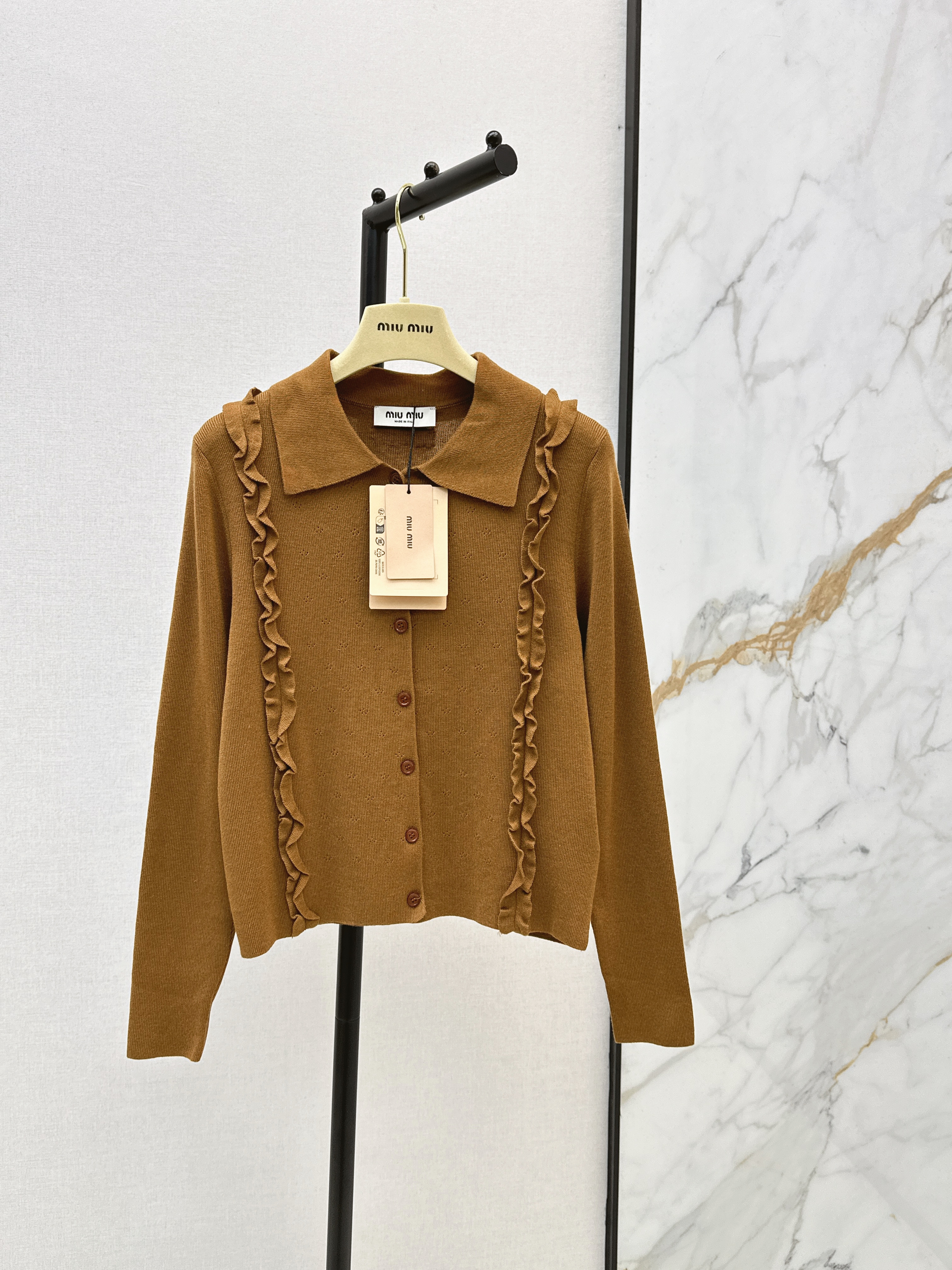Miu 26ss ruffle cardigan