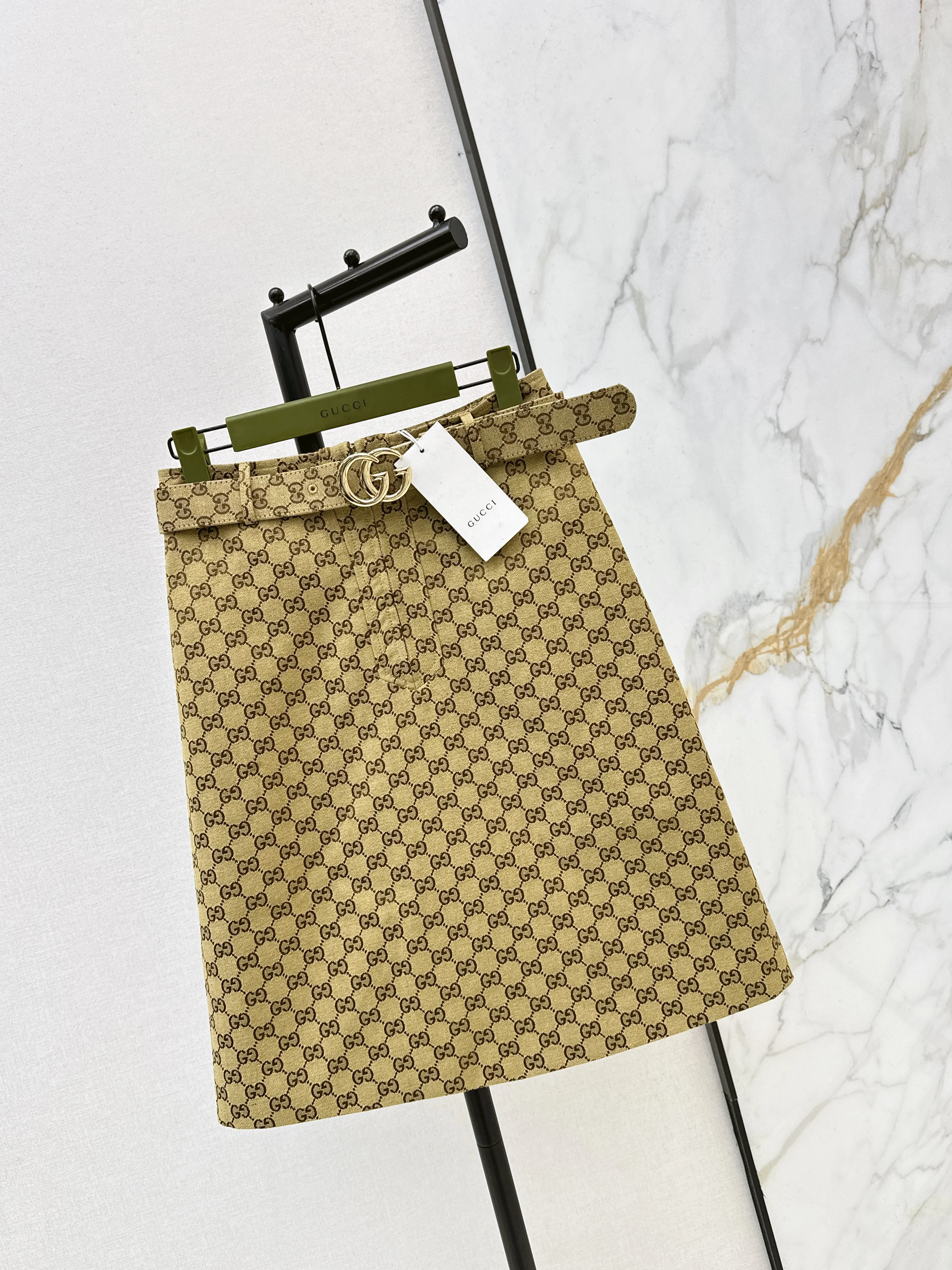 Gucc 26ss jacquard skirt with belted