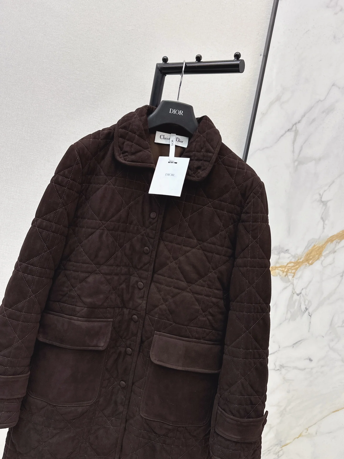 CD 25fw suede padded long jacket