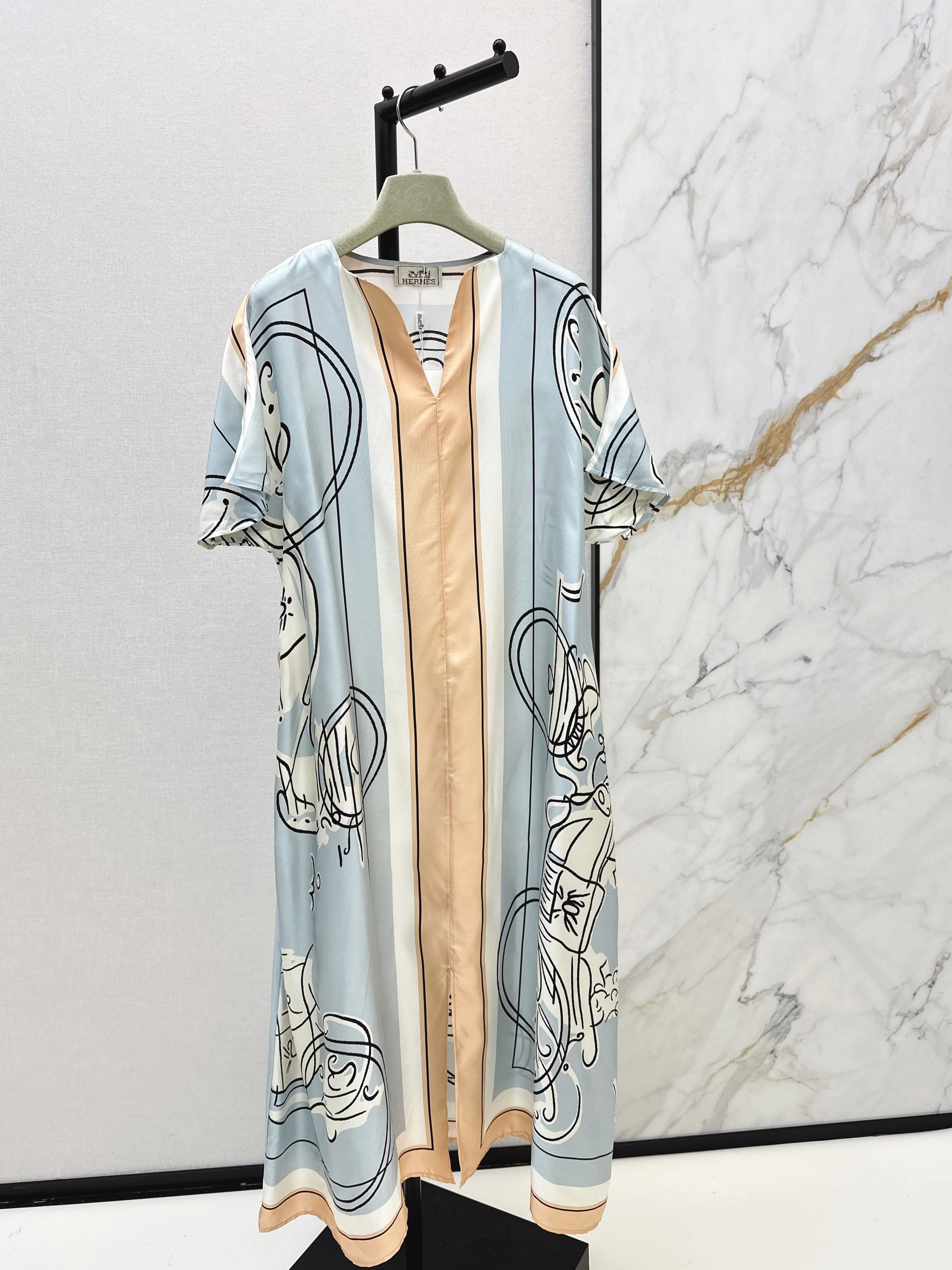 Herm 26ss print silk dress