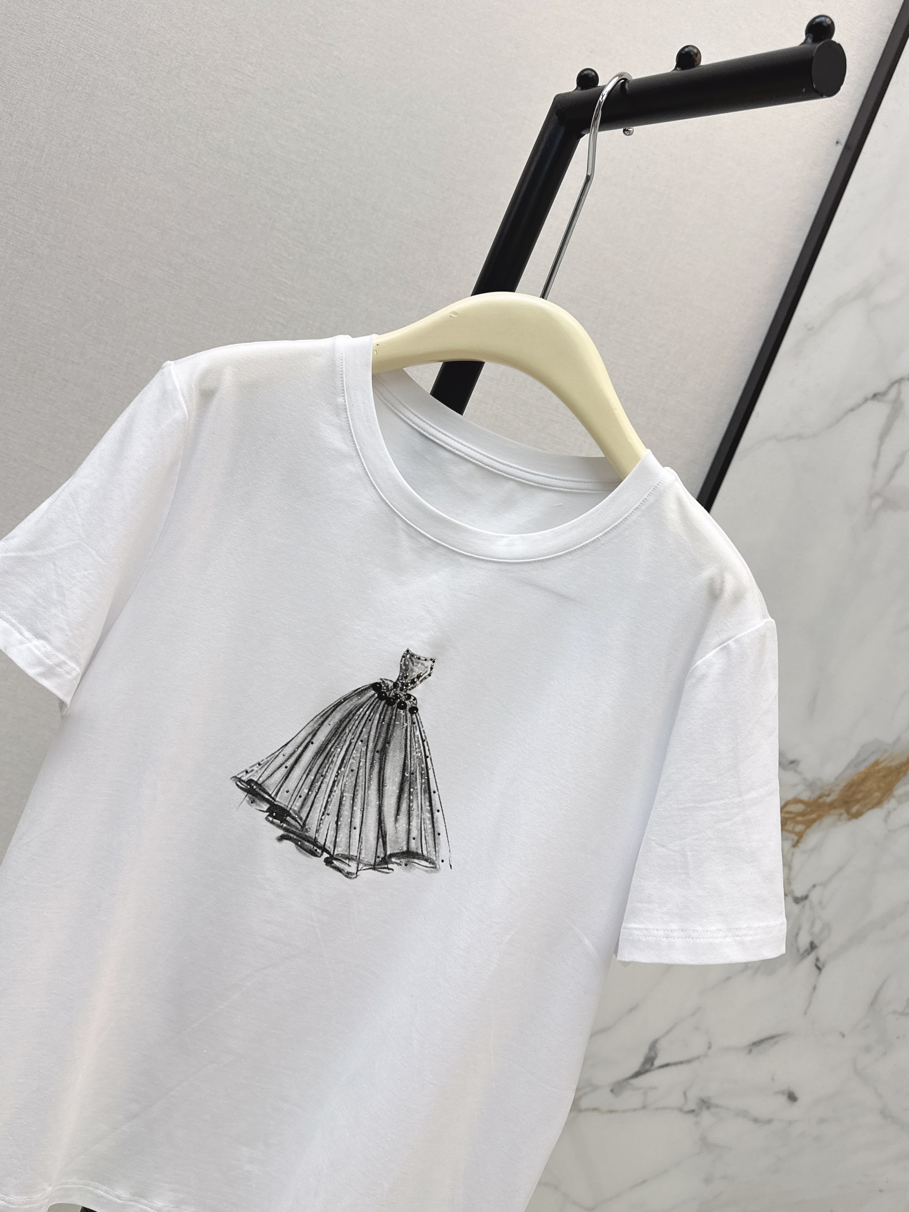 Chan 26ss beading print t-shirt