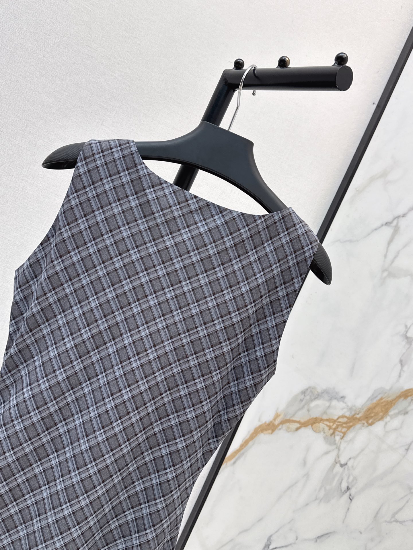 Pra 26ss check asymmetrical dress