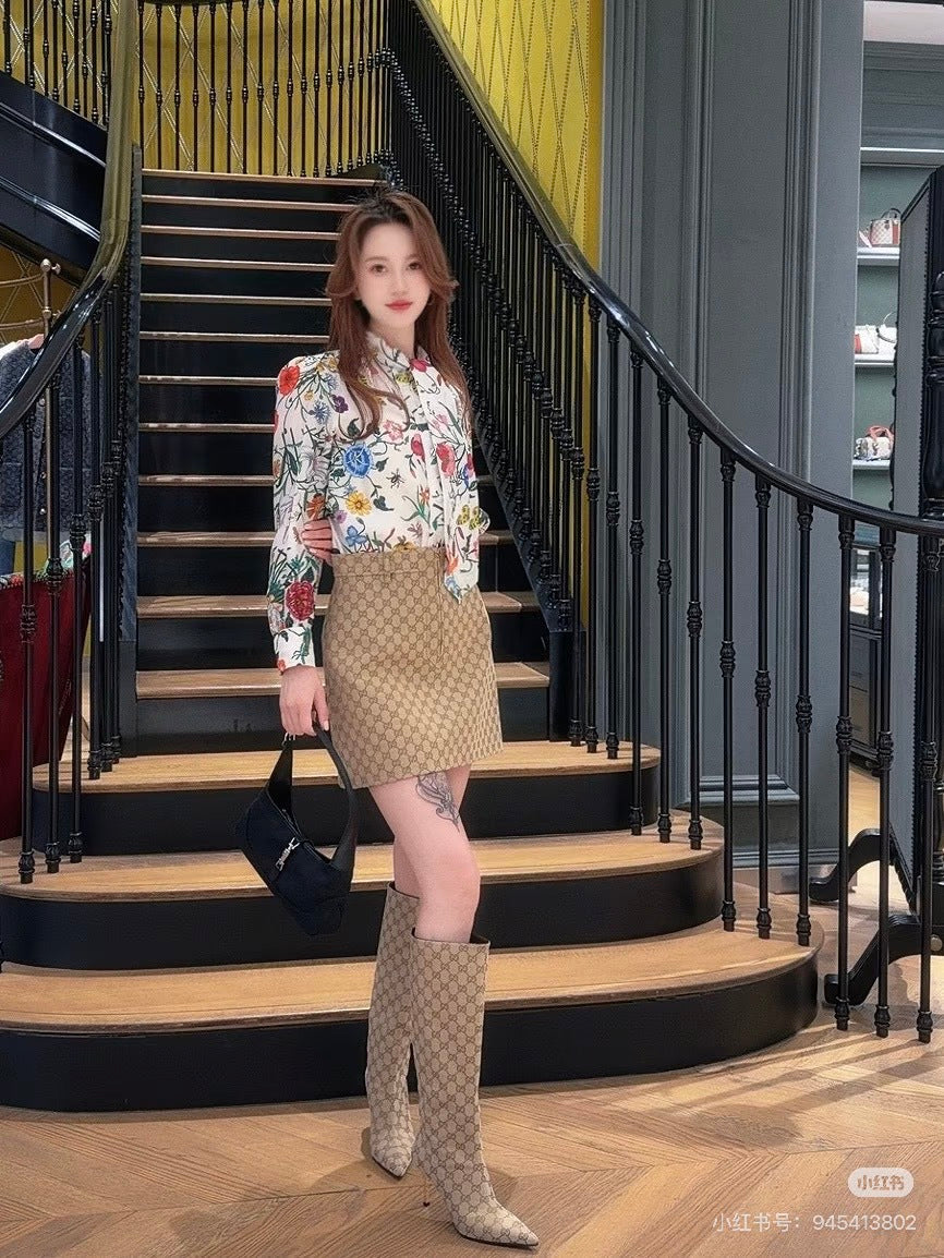 Gucc 26ss flower silk shirts