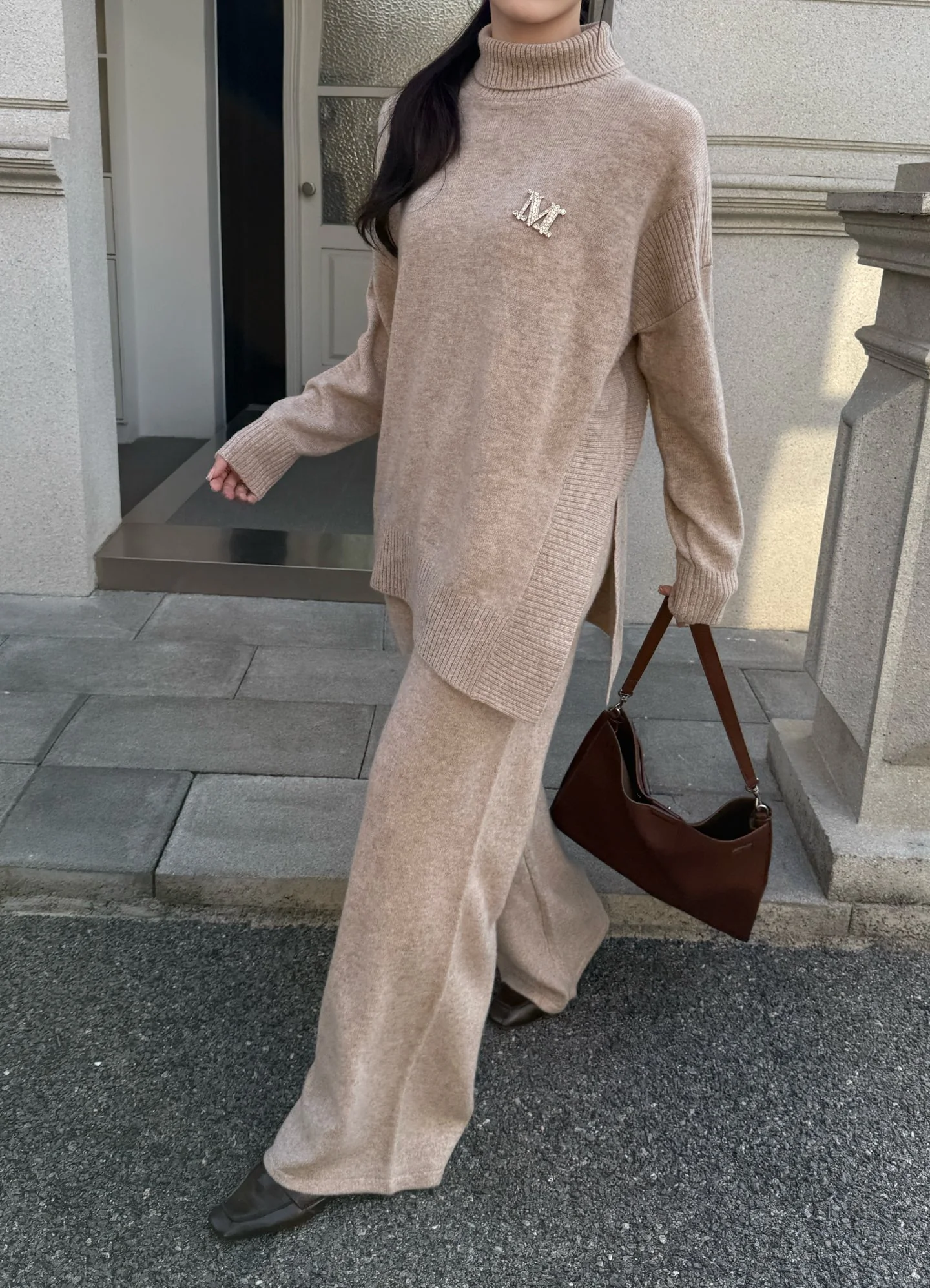 Max 25fw knit high neck sweater+pants outfit sets