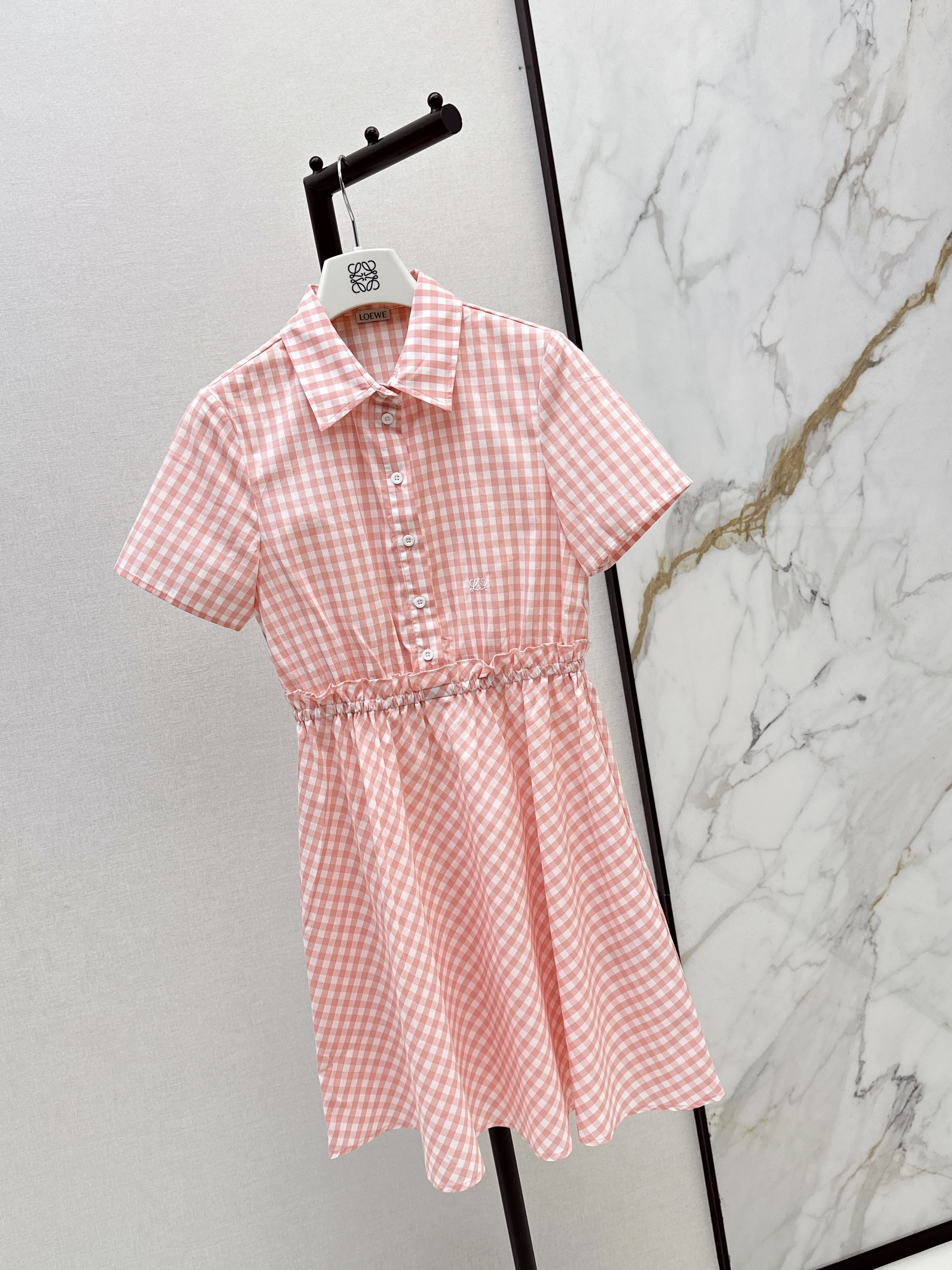 Loe 26ss check shirt dress