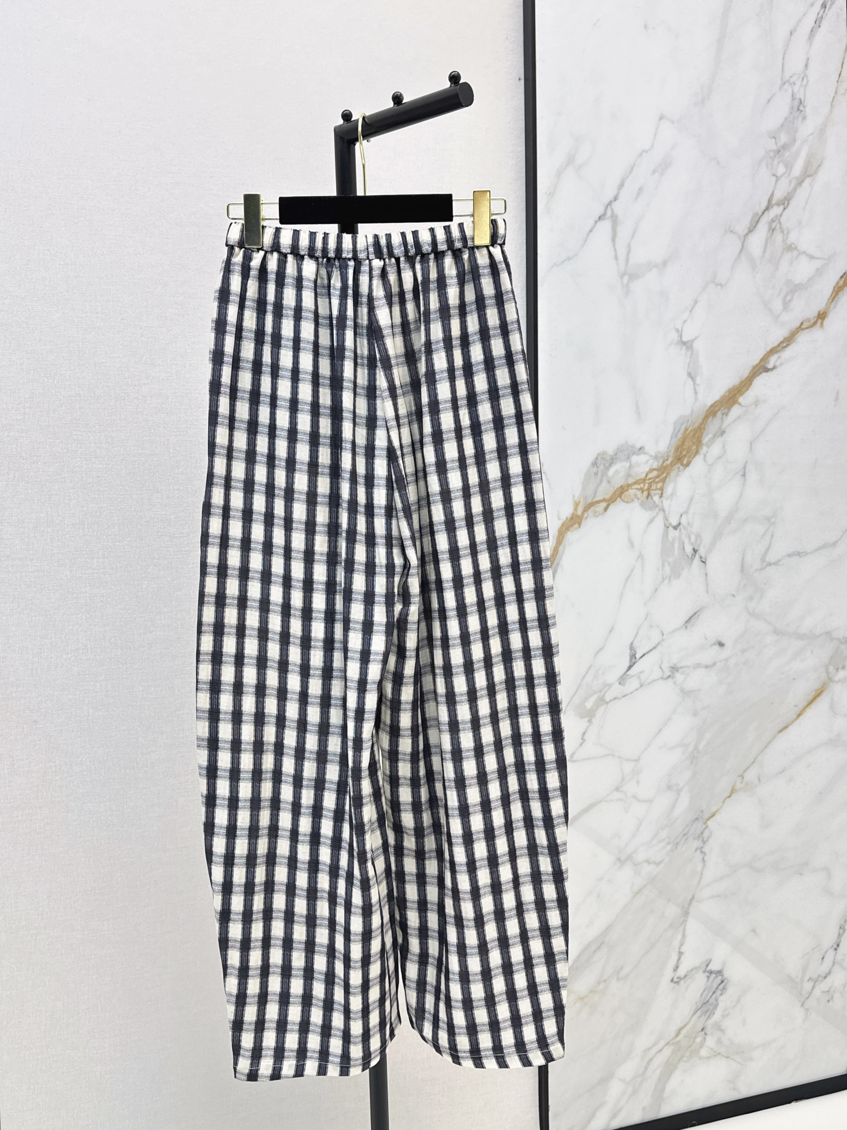 Chan 26ss check wide-leg pants
