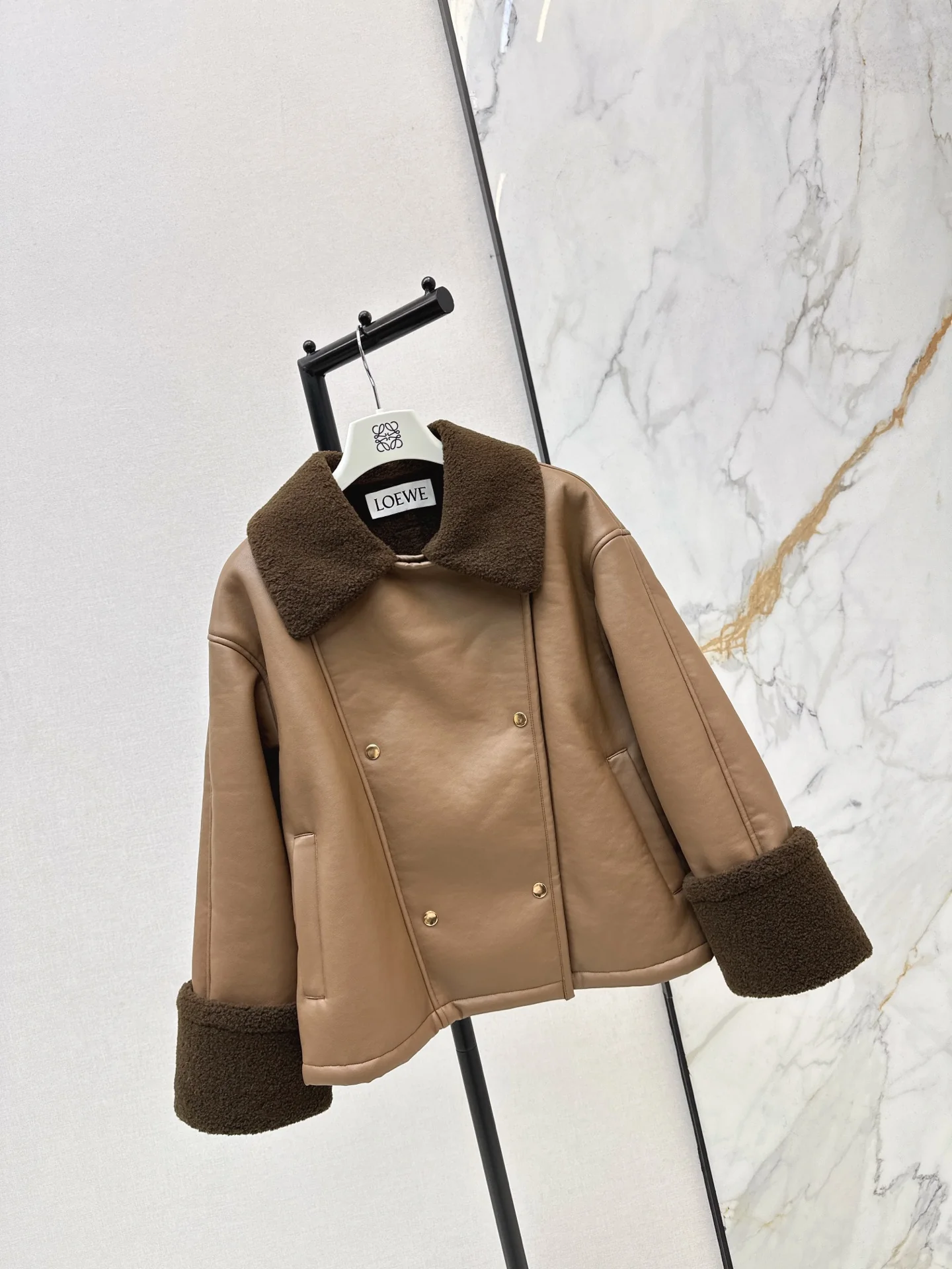 Loe 25fw lamb fleece biker