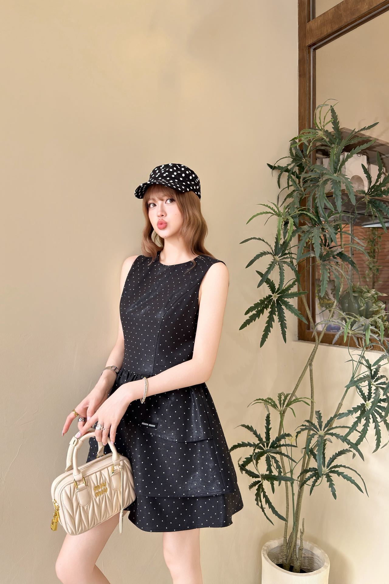 Miu 26ss polka dots dress
