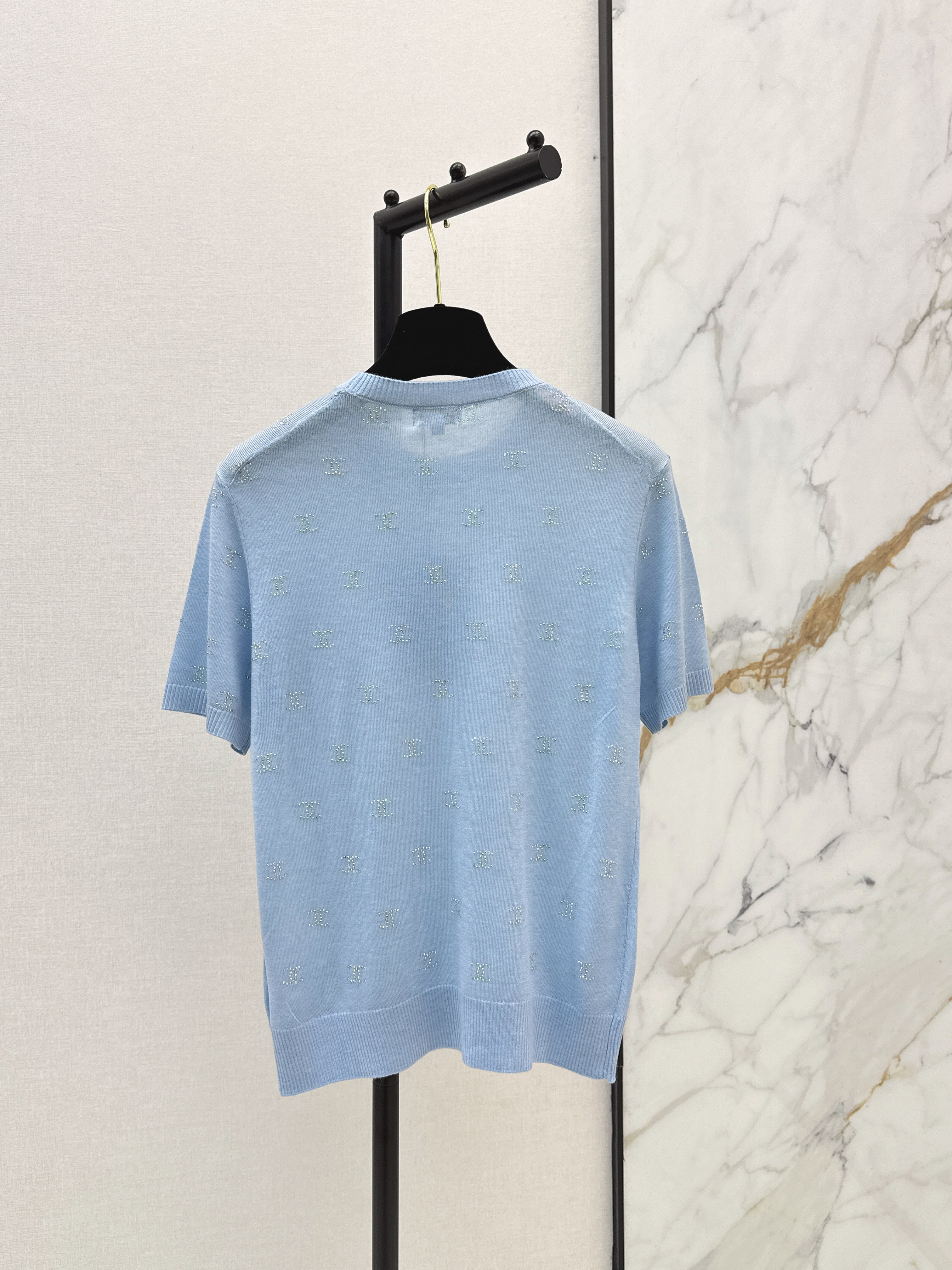 Chan 26ss rhinestone knitwear