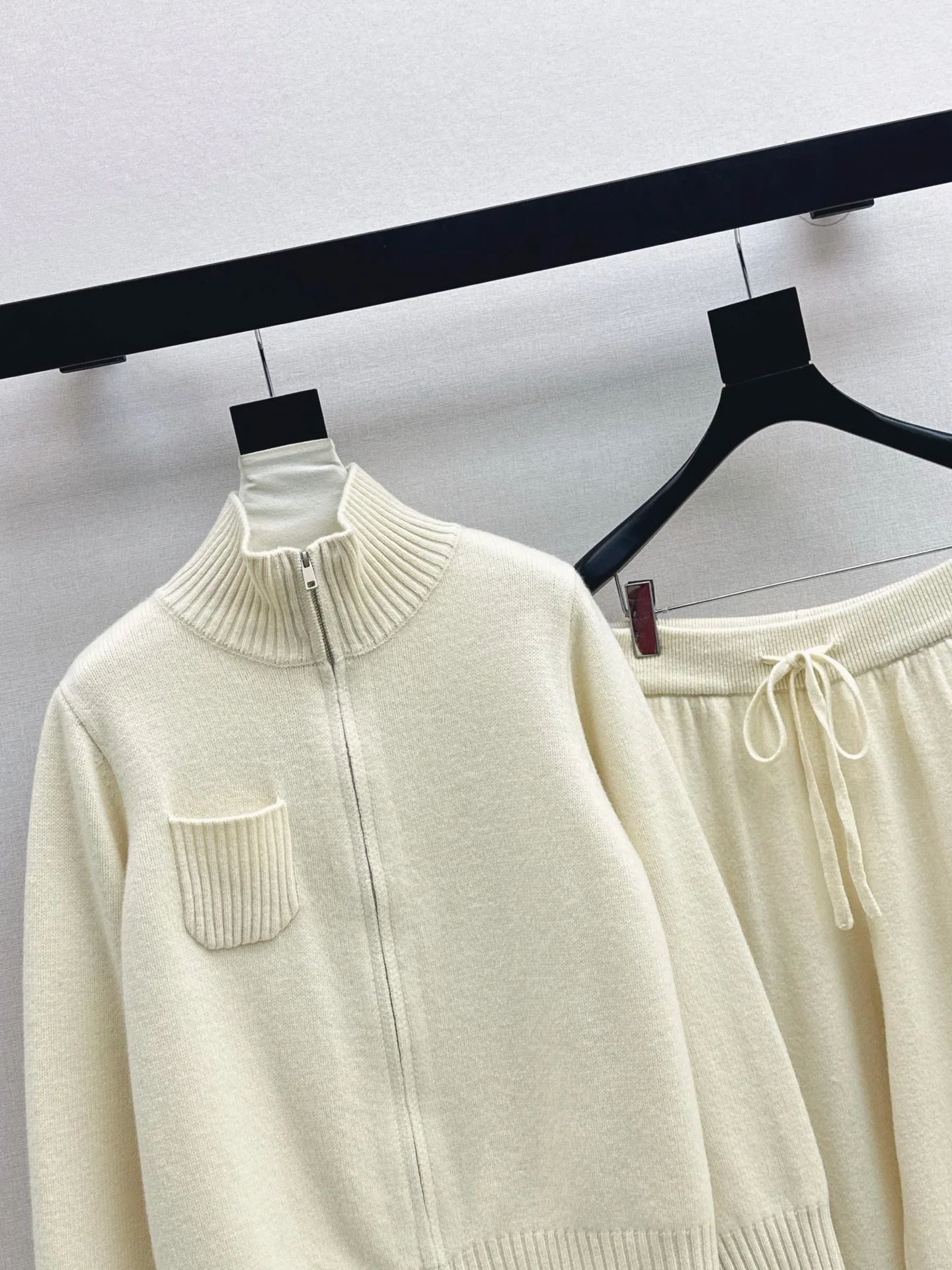 Brun 25fw zipper sweater+straight pant outfit sets